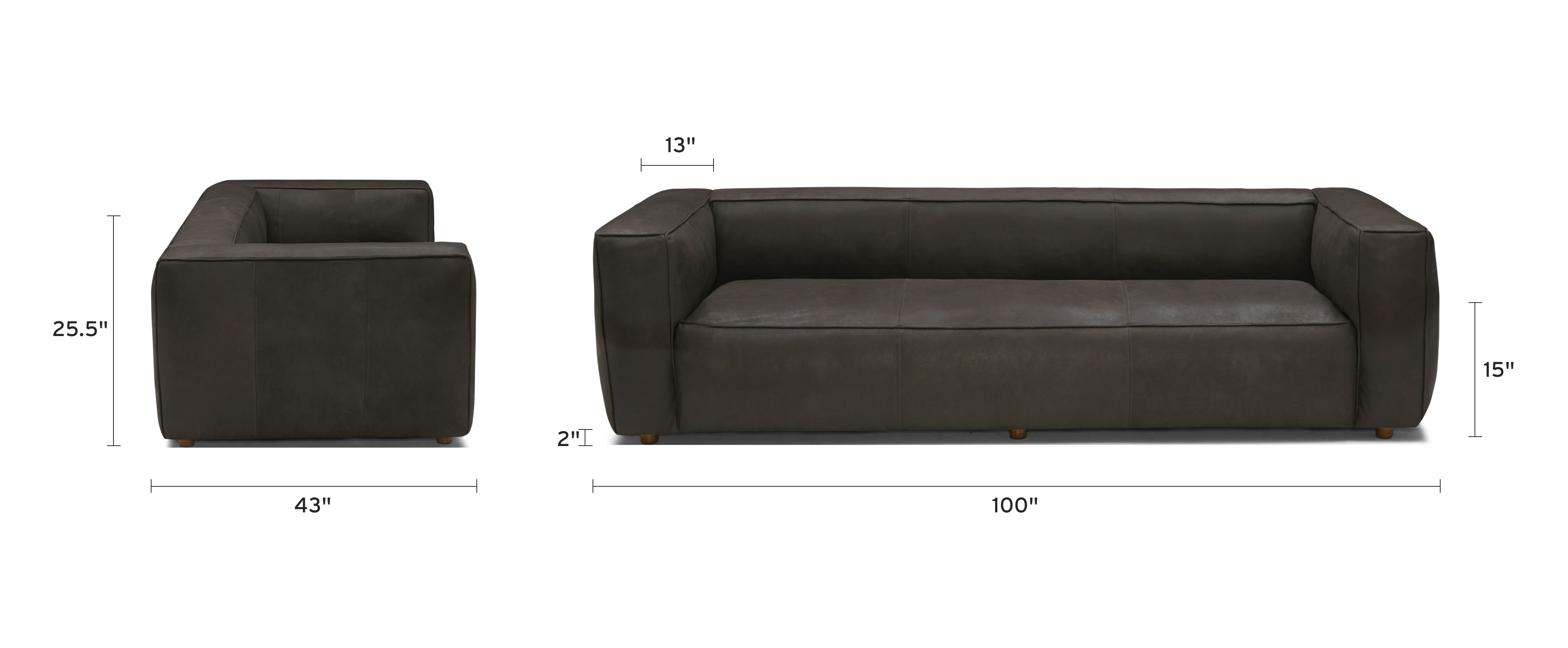 jaxon leather sofa dimensional image