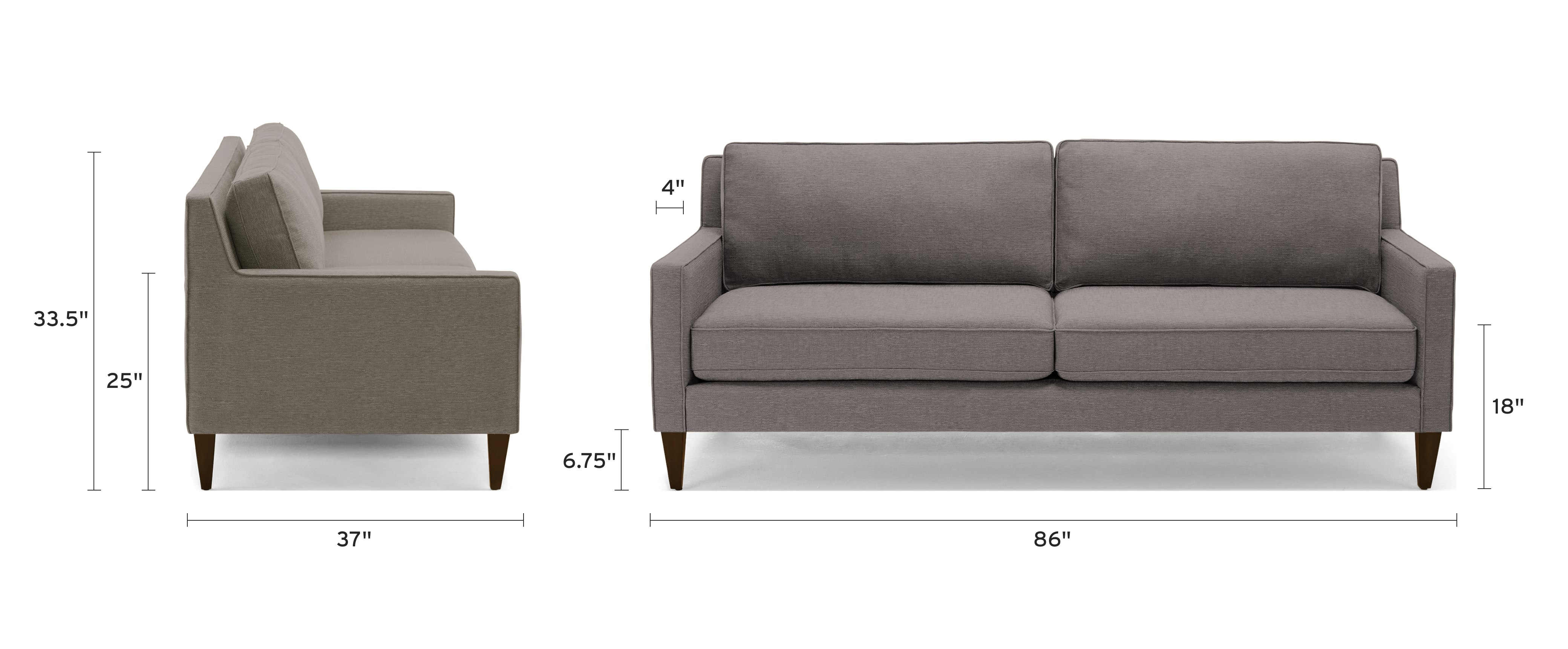 levi sofa dimensional image
