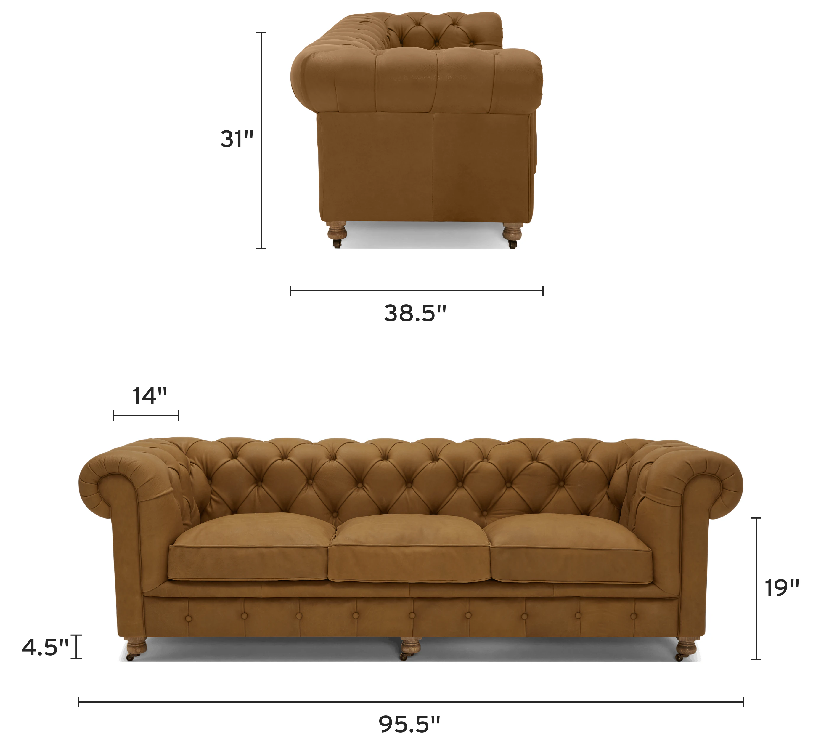 liam leather sofa mobile dimensional image