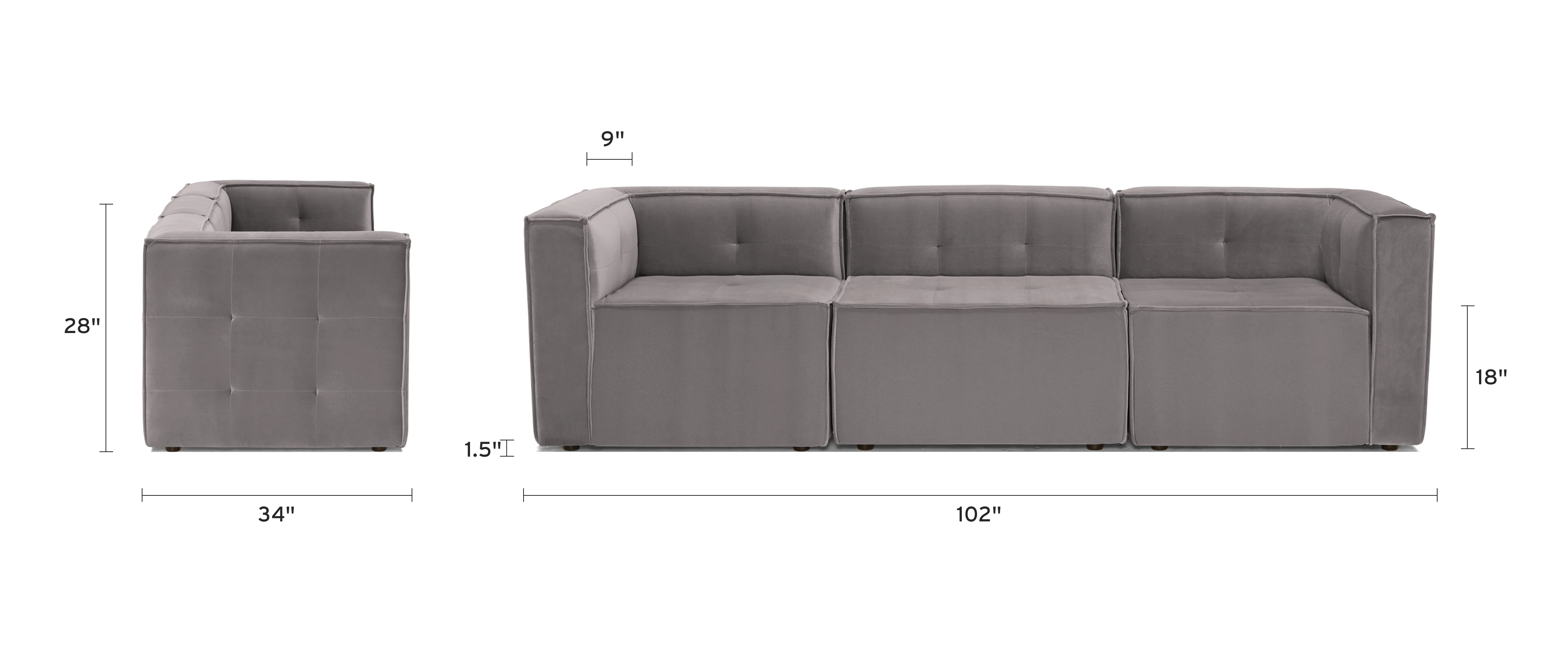 matias modular sofa dimensional image
