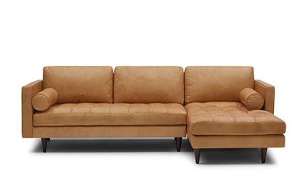 Brown leather modern sofa