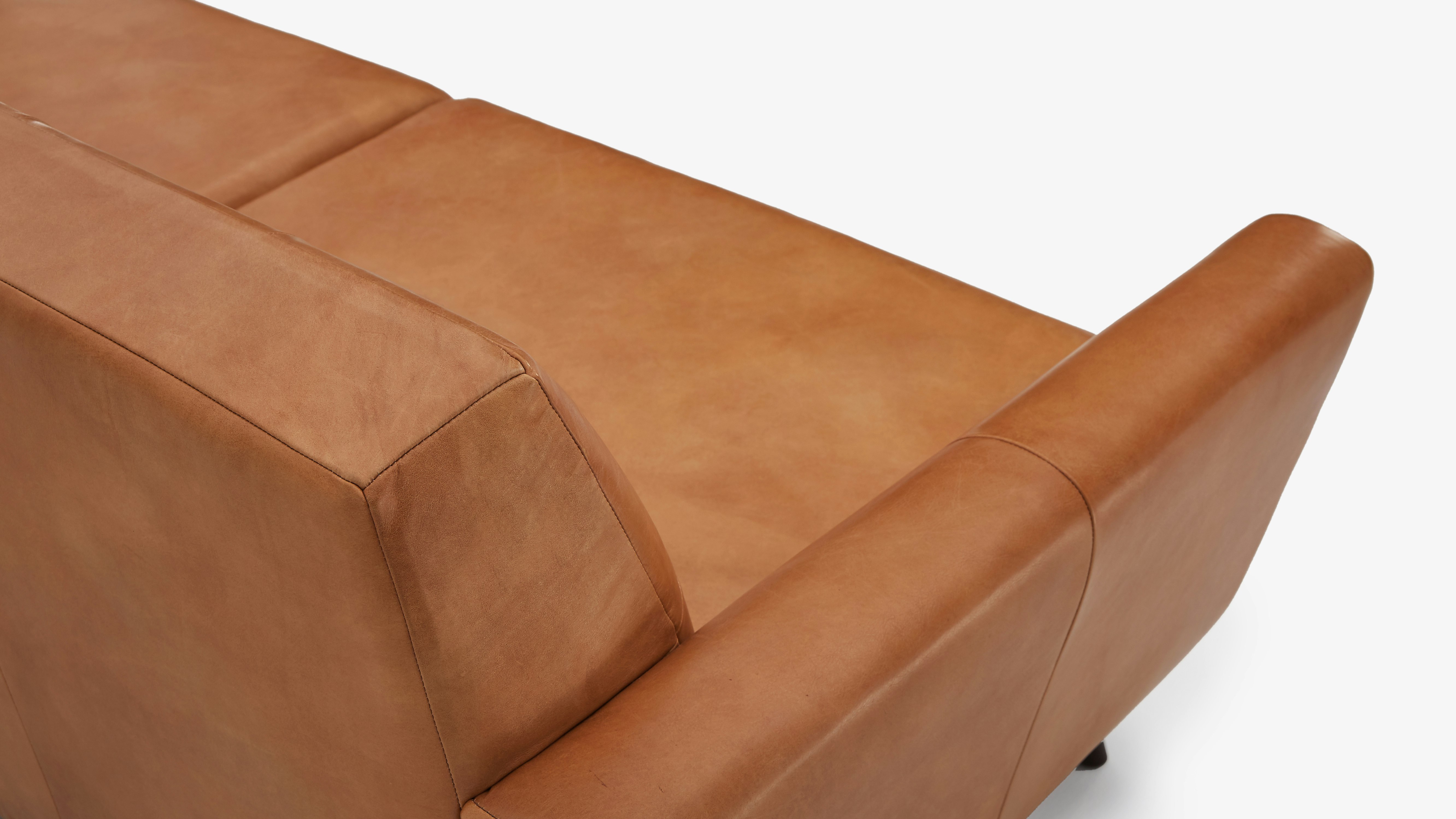 Hughes Leather Sofa Saddle Camel