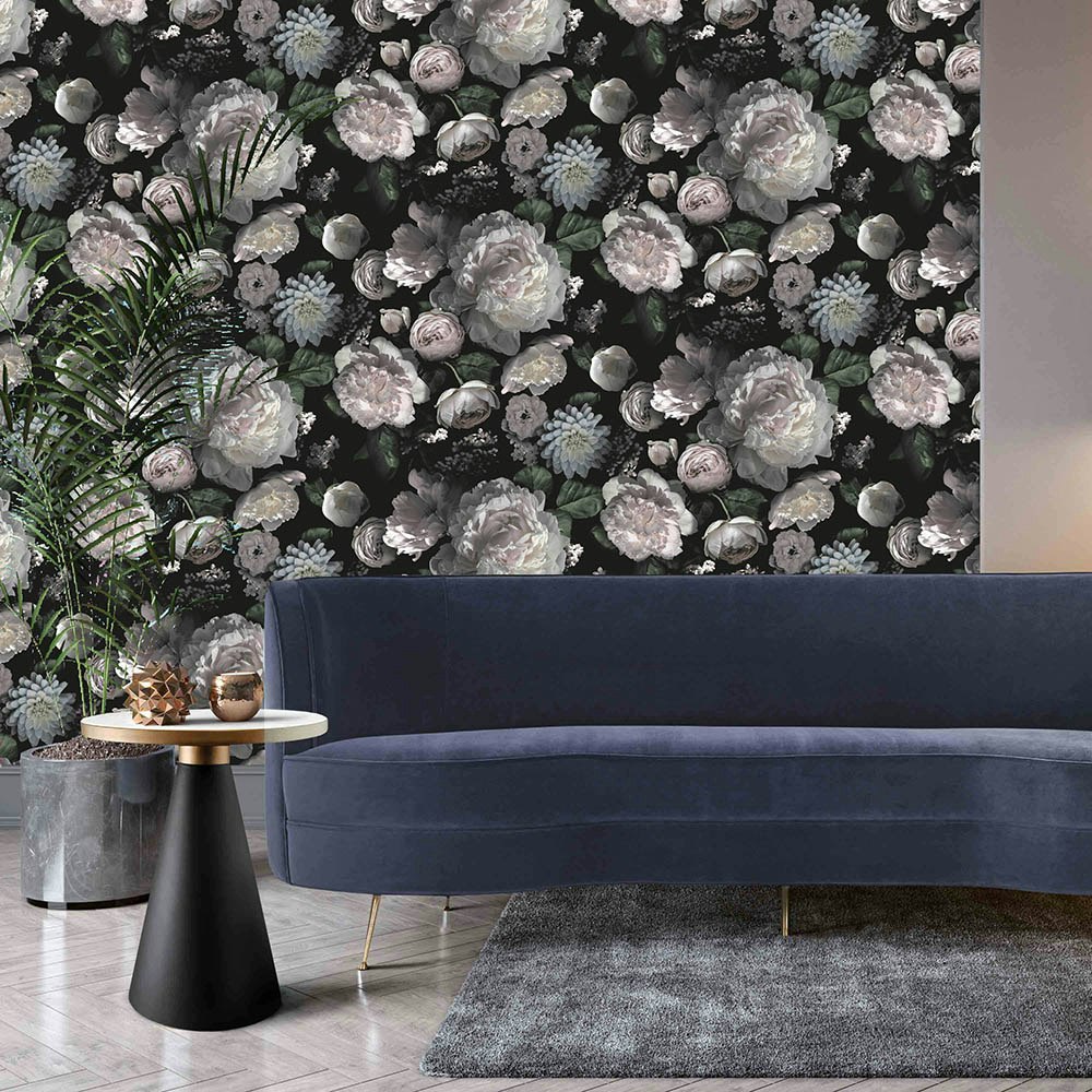MoodyFloral Tempaper living room