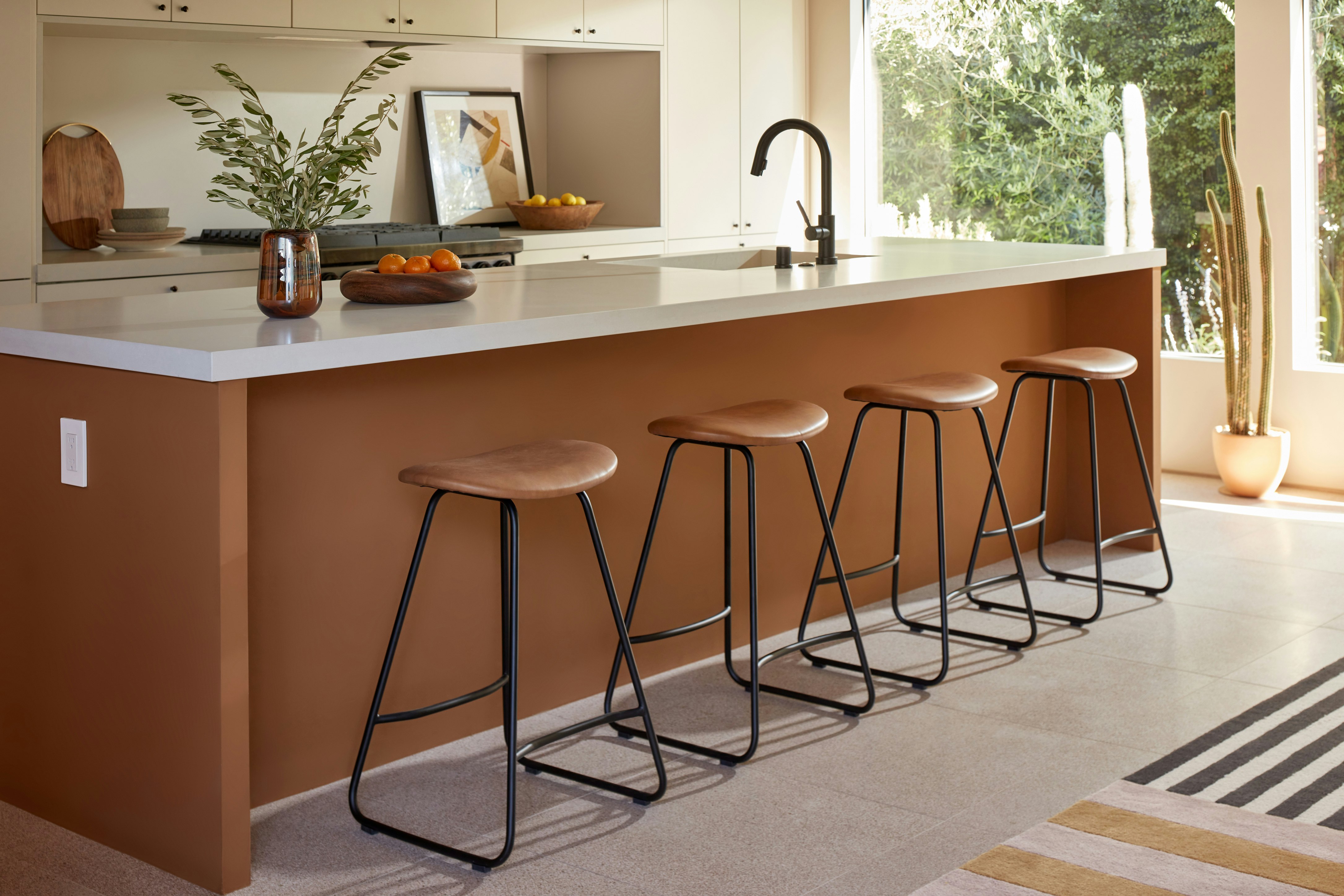 camel leather counter height stools