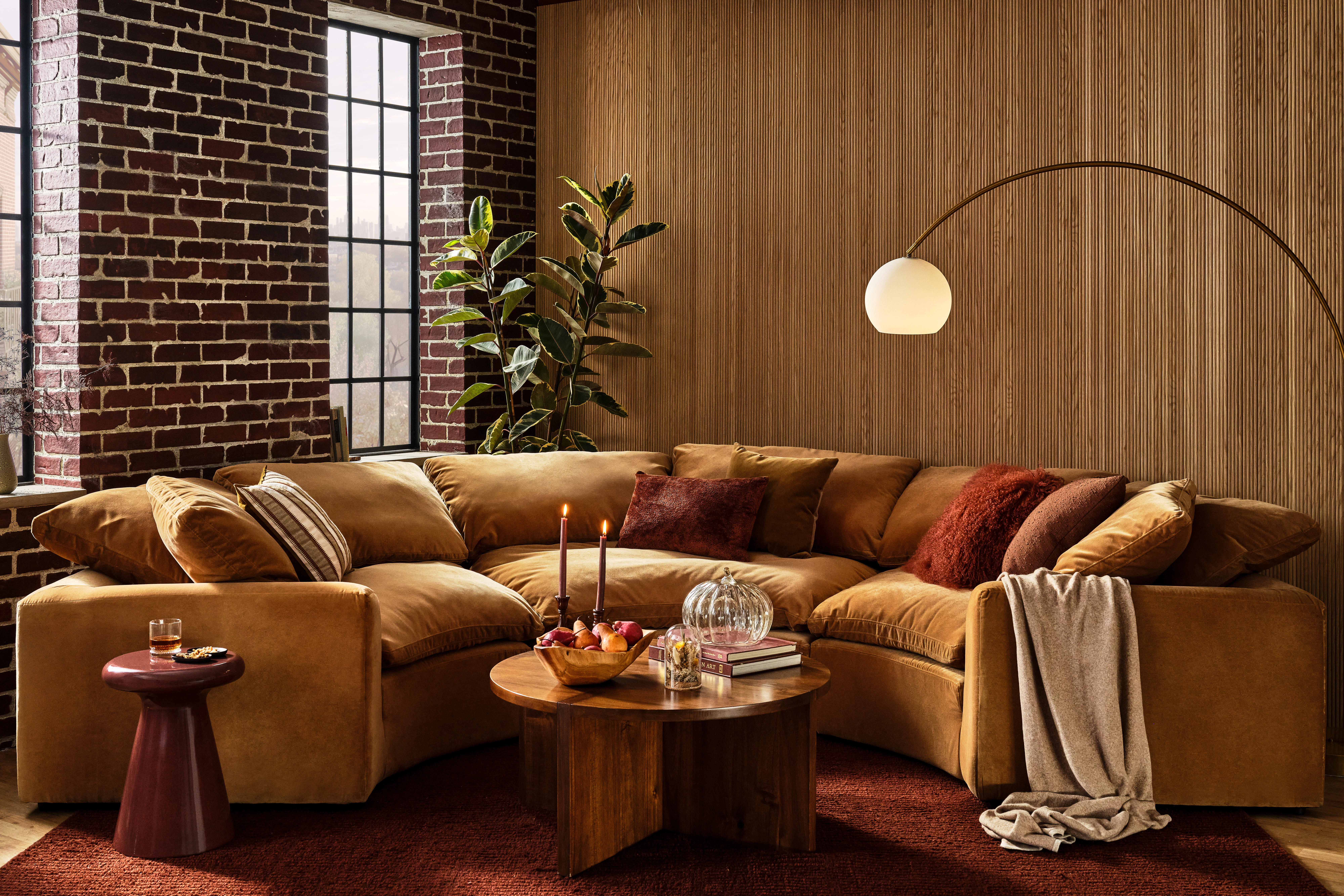 Bryant Semicircle Sectional Piece) Banks Nutmeg JOYBIRD