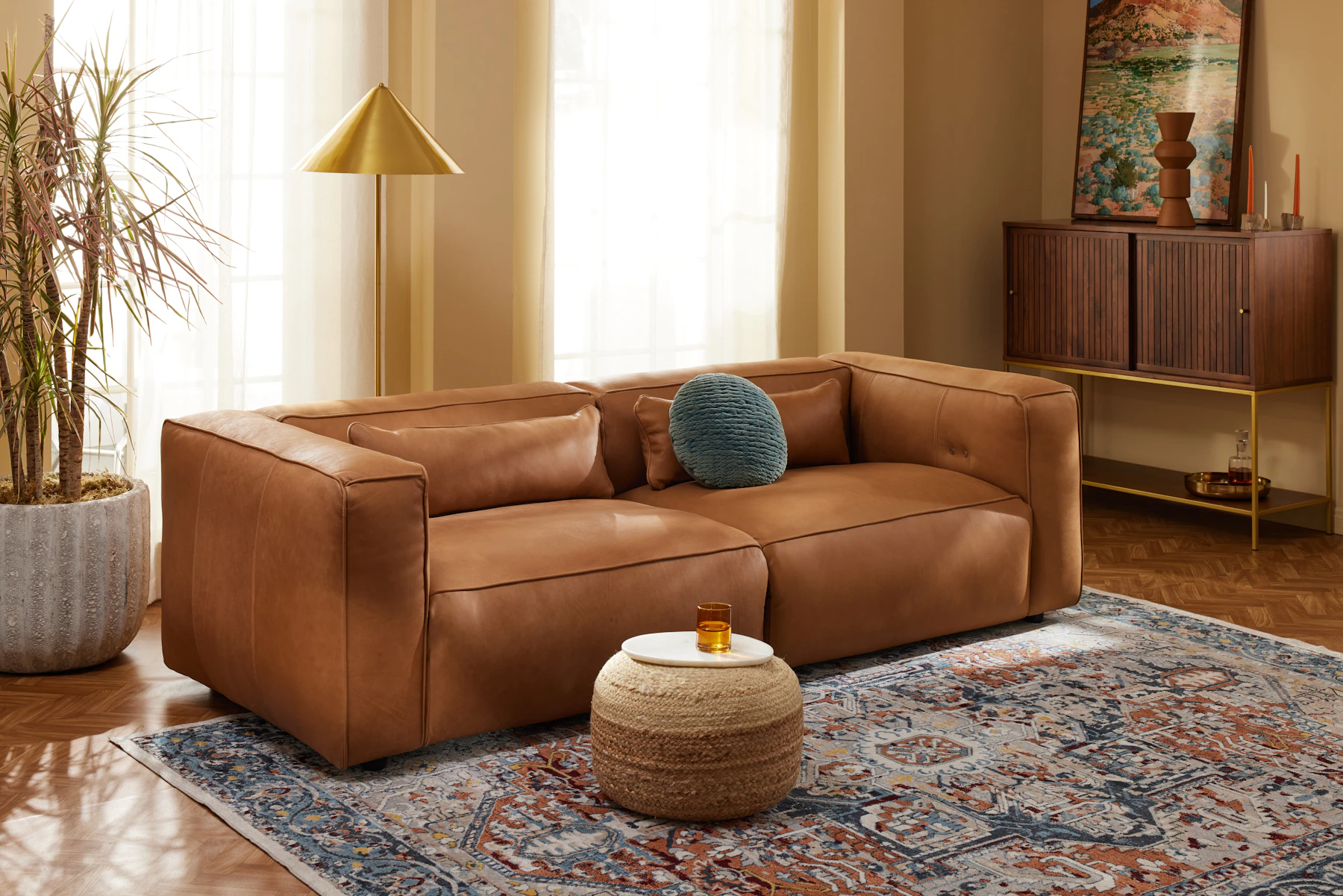 Brock Leather Convertible Sofa & Daybed