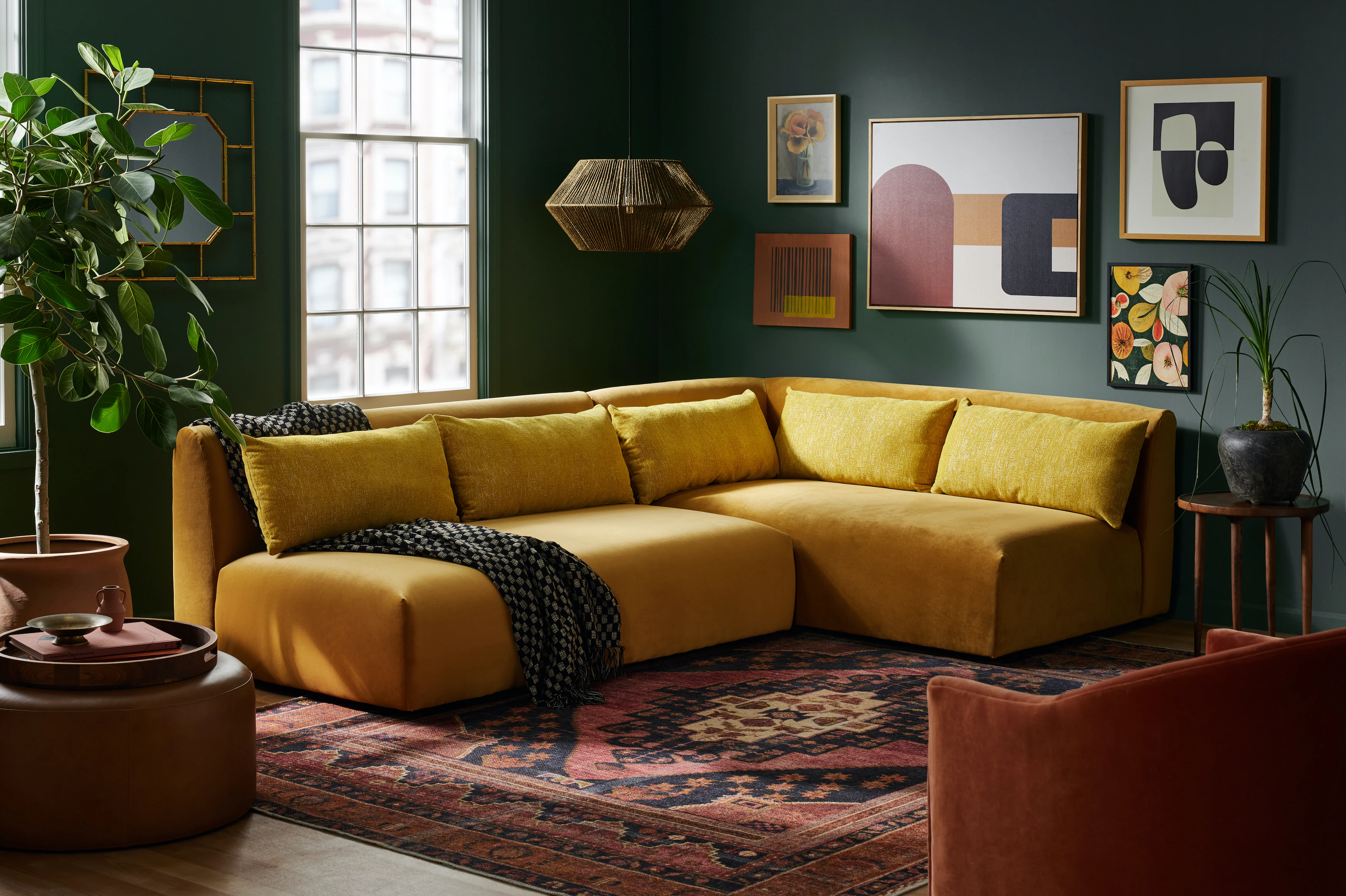 Carin Sectinal Sorrento Marigold Plillows Marin Sunflower