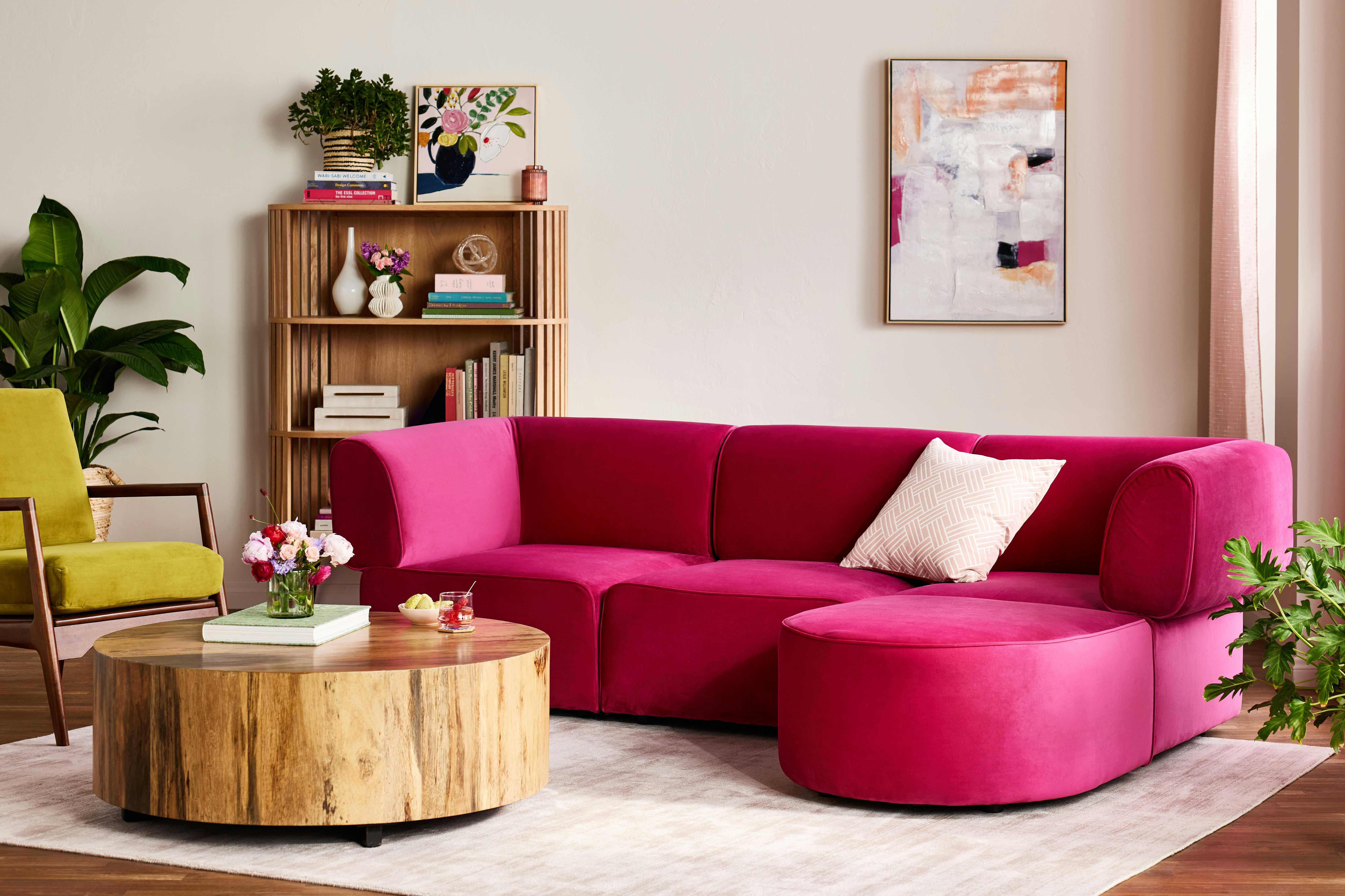Diane Modular Chaise Sectional Royale Berry