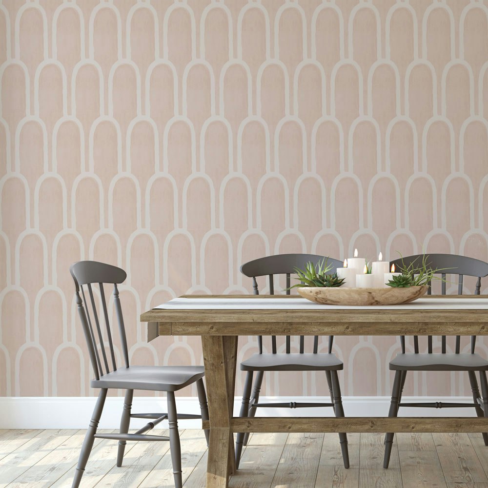 Tranquil Arcs Wallpaper Pink