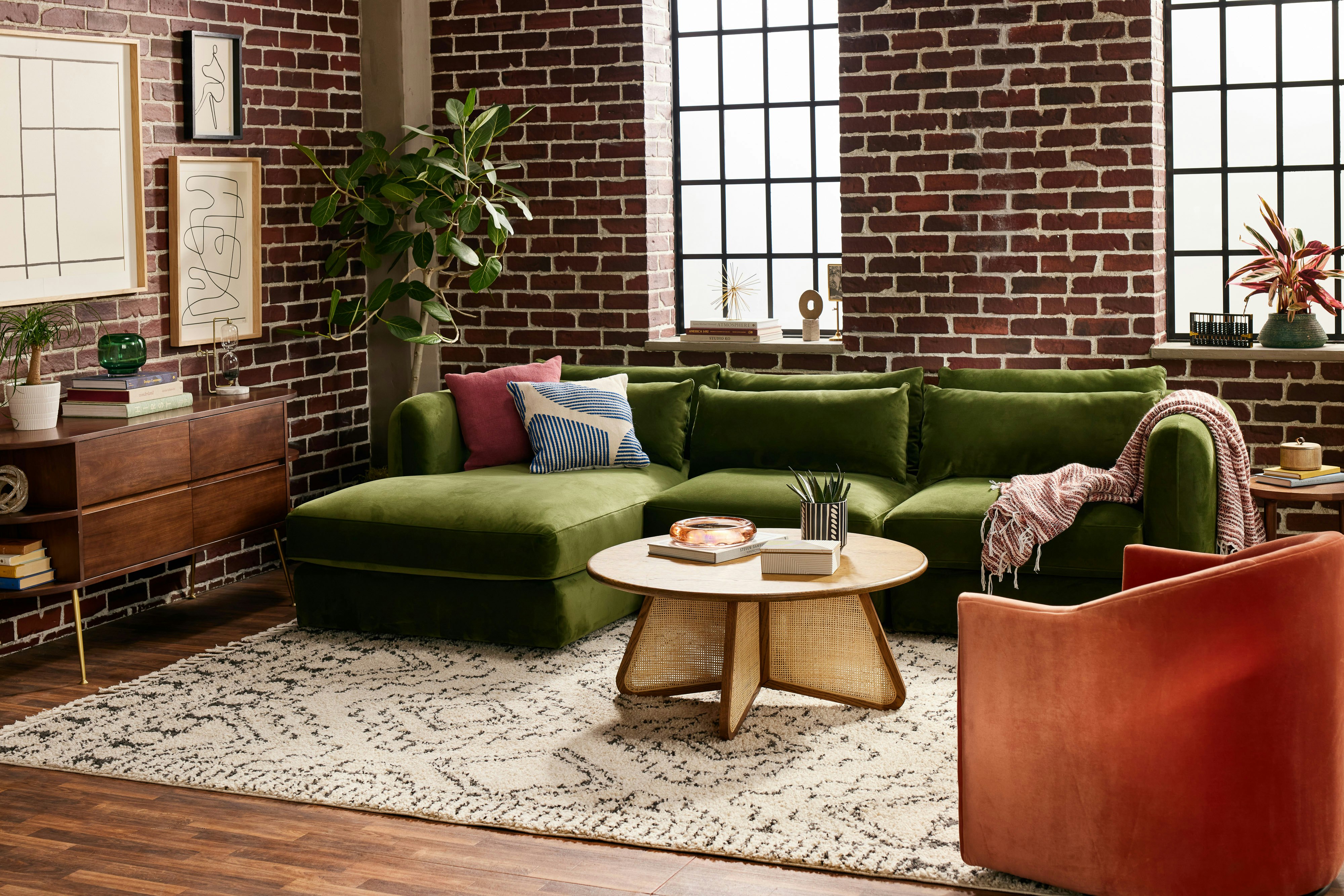 Sebastian Modular Chaise Sectional Royale Forest