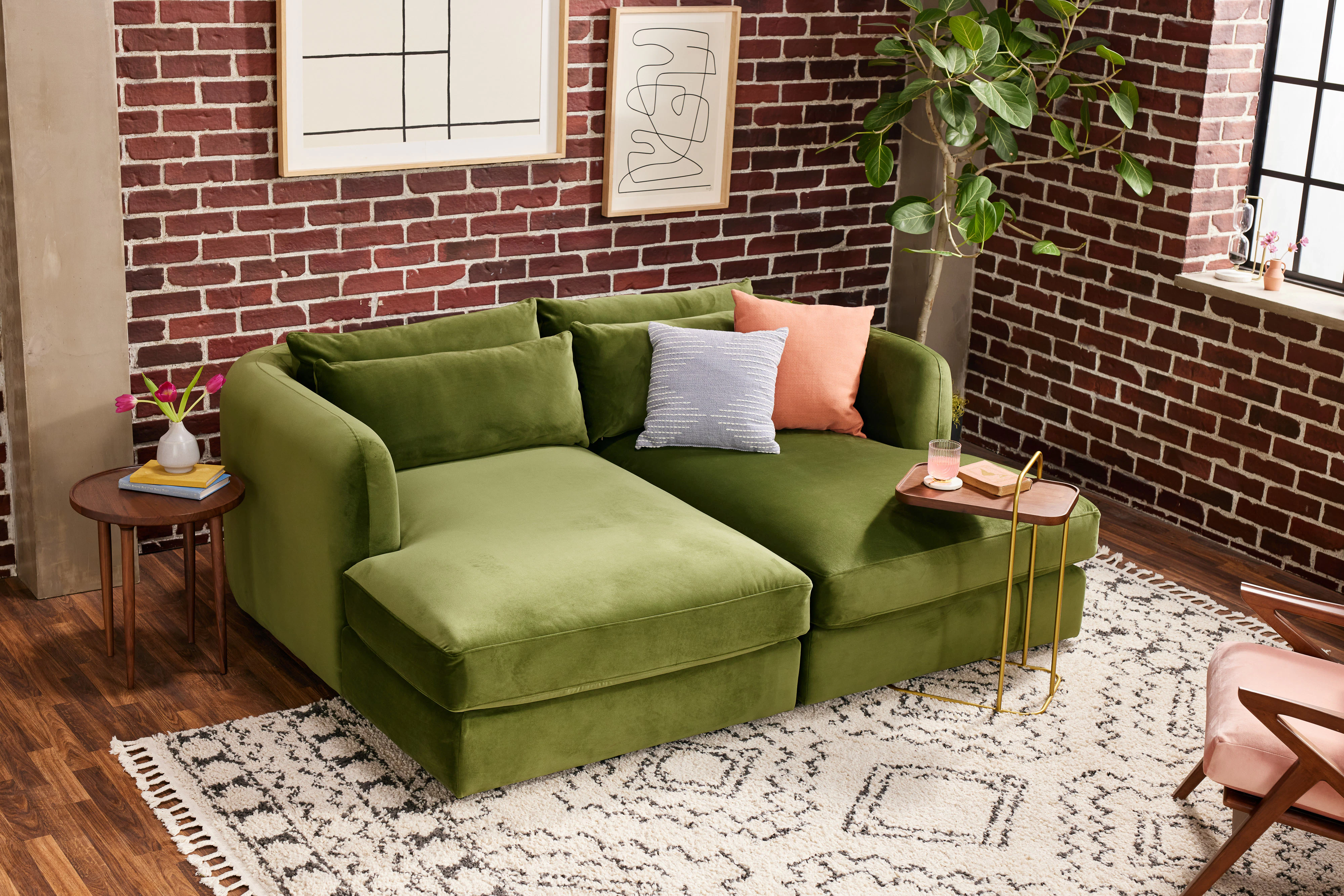 Sebastian Modular Chaise Sectional Royale Forest