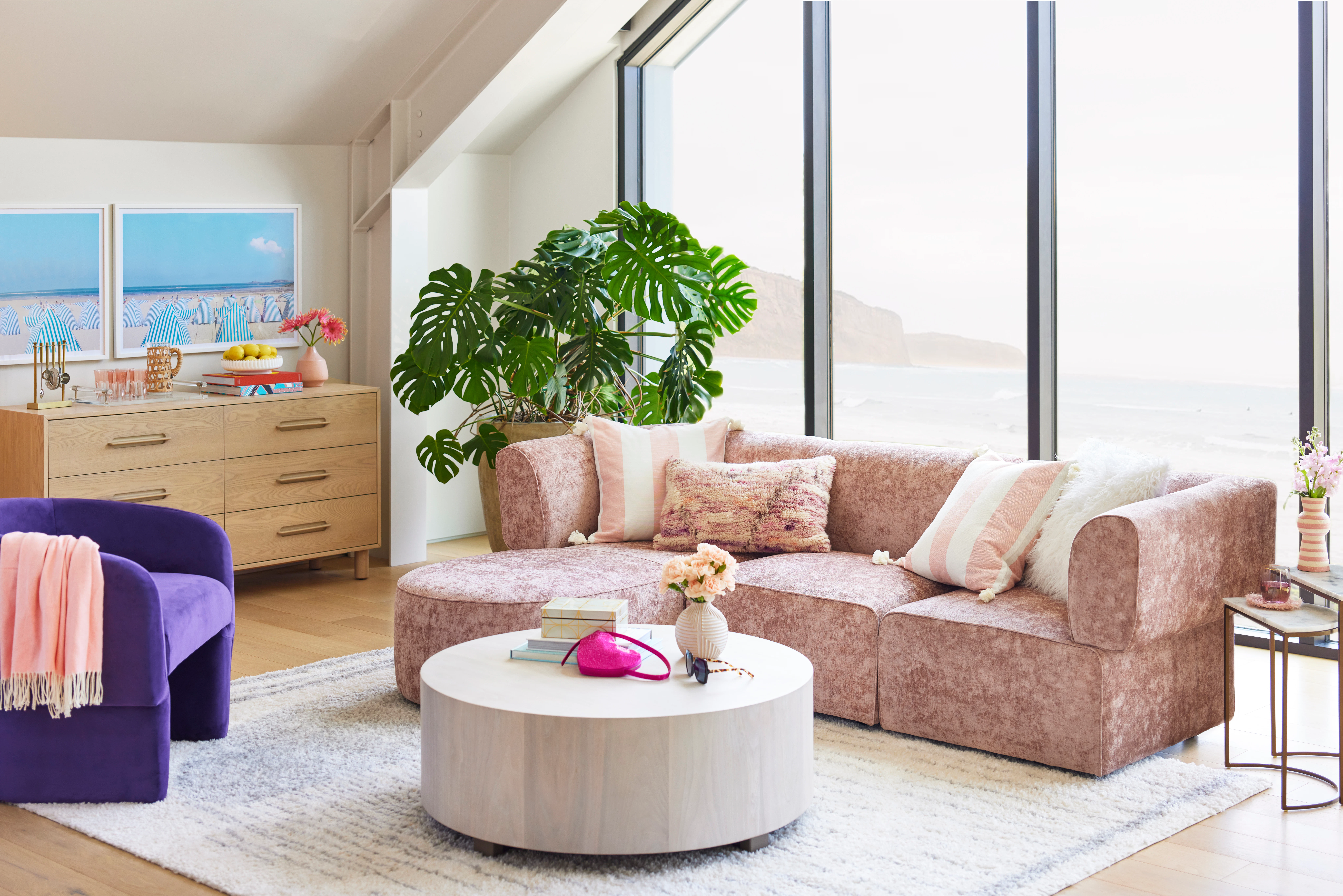 Dreamhouse Diane Modular Chaise Sectional Dereamhouse Rose Quartz