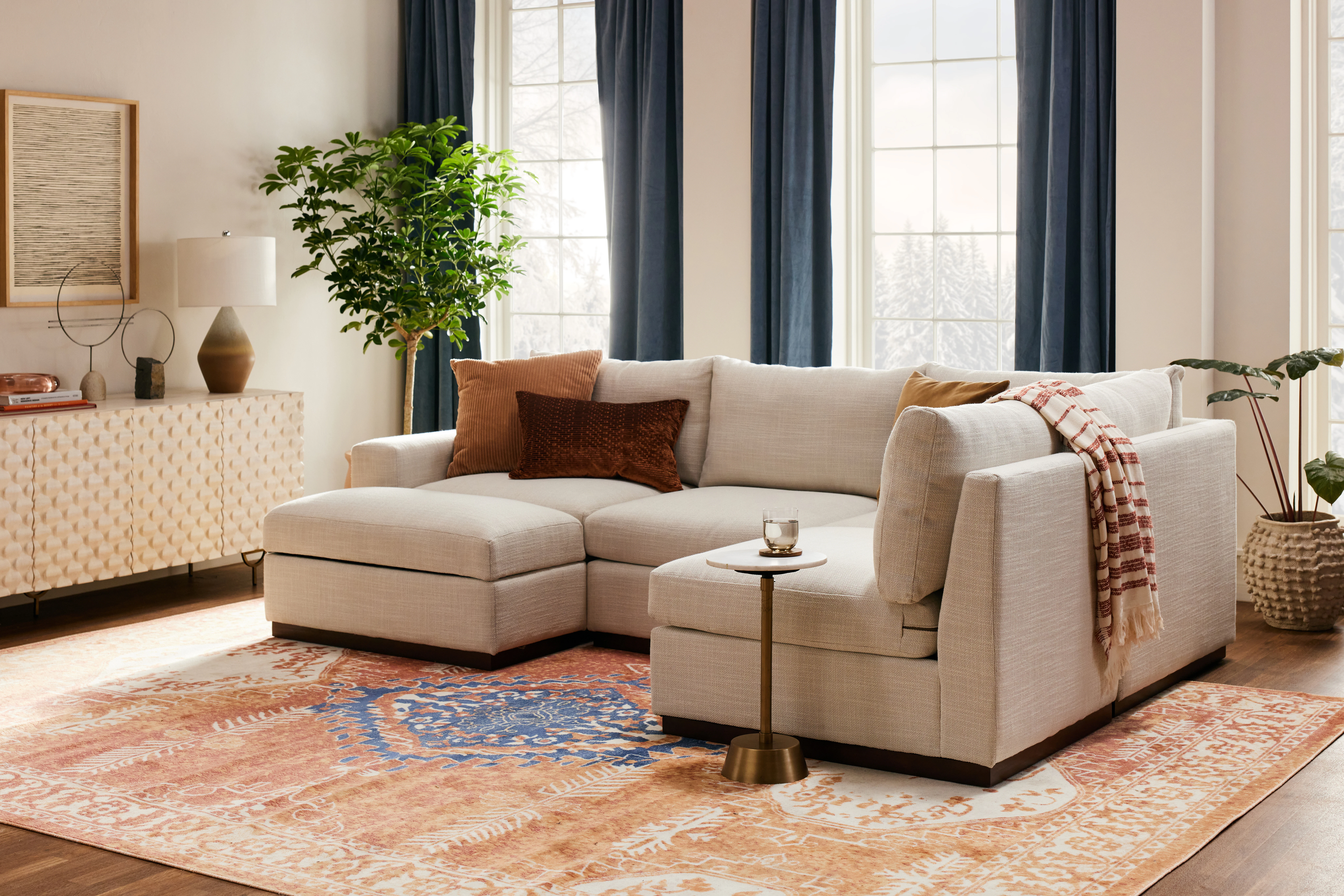 Holt Petite Modular Sectional with Storage Ottoman