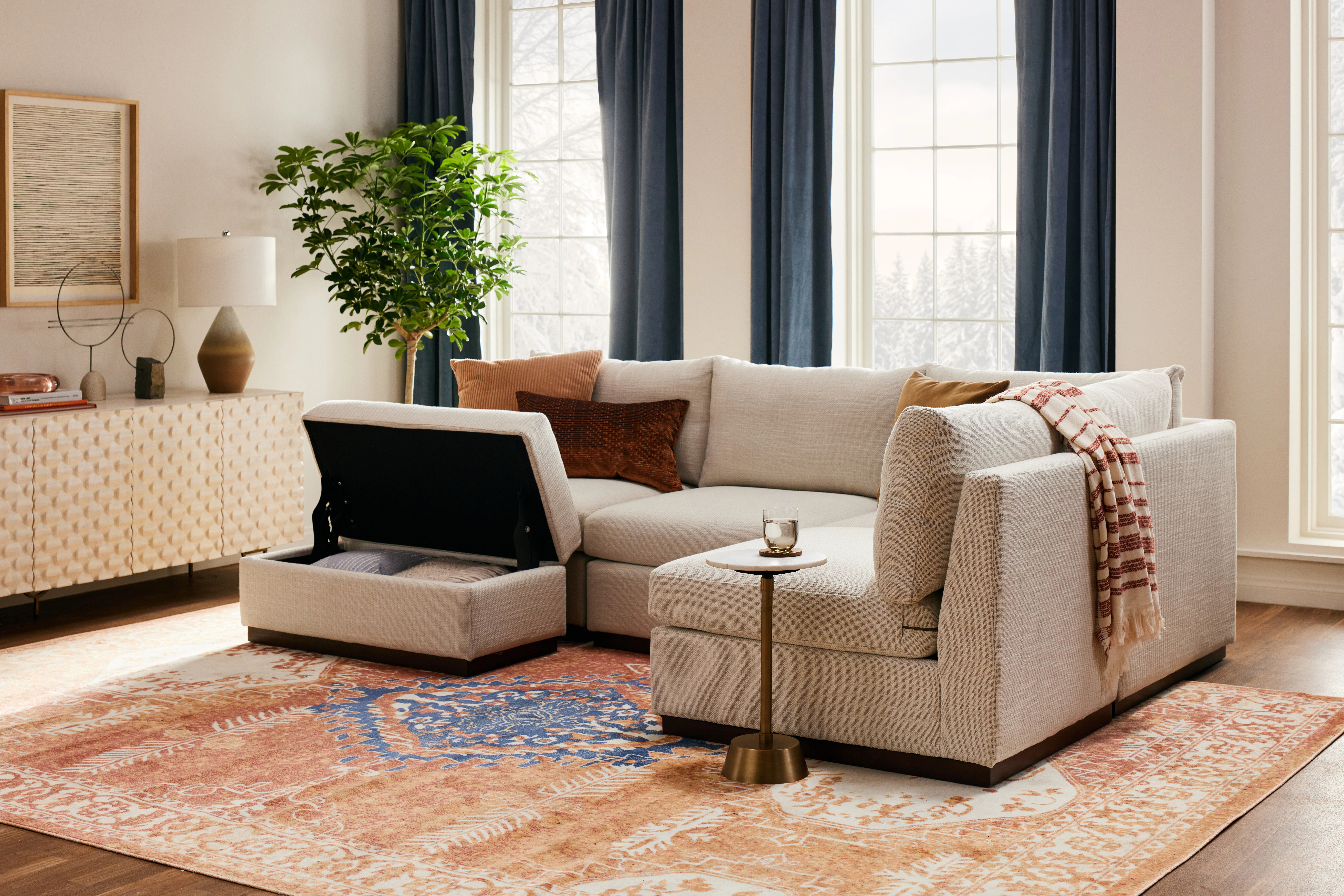 Holt Petite Modular Sectional with Storage Ottoman