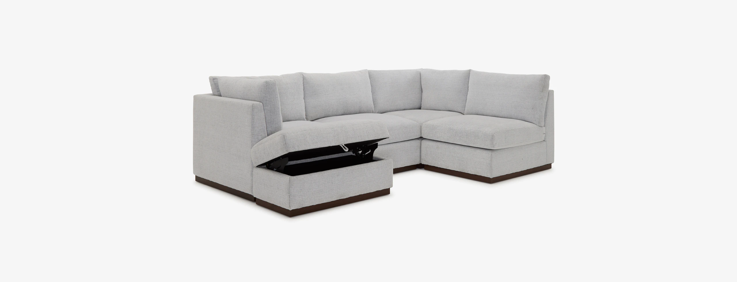 Holt Petite Modular Sofa Storage Sectional Clearview Ice