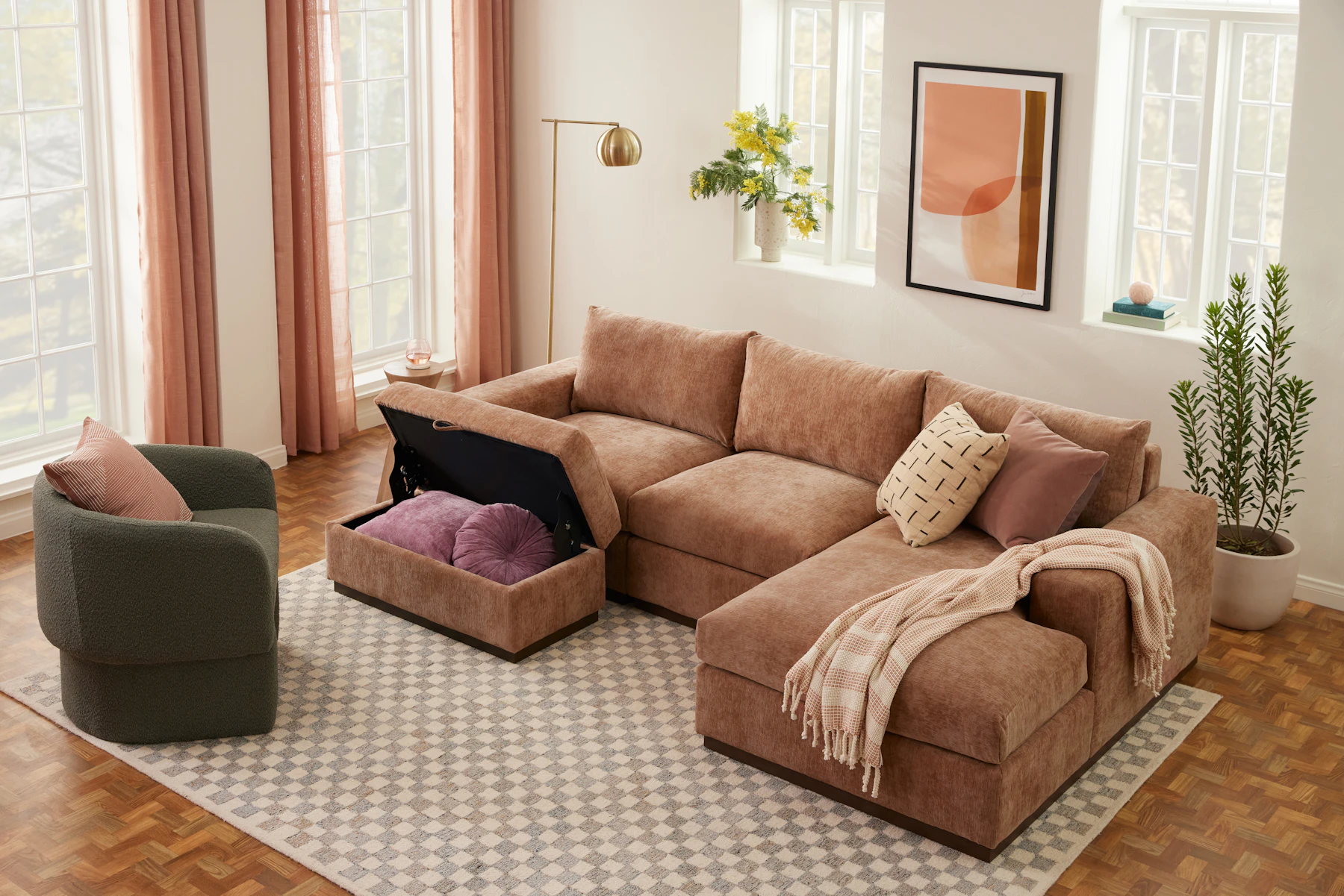 Holt Petite Modular Sectional with Storage Ottoman
