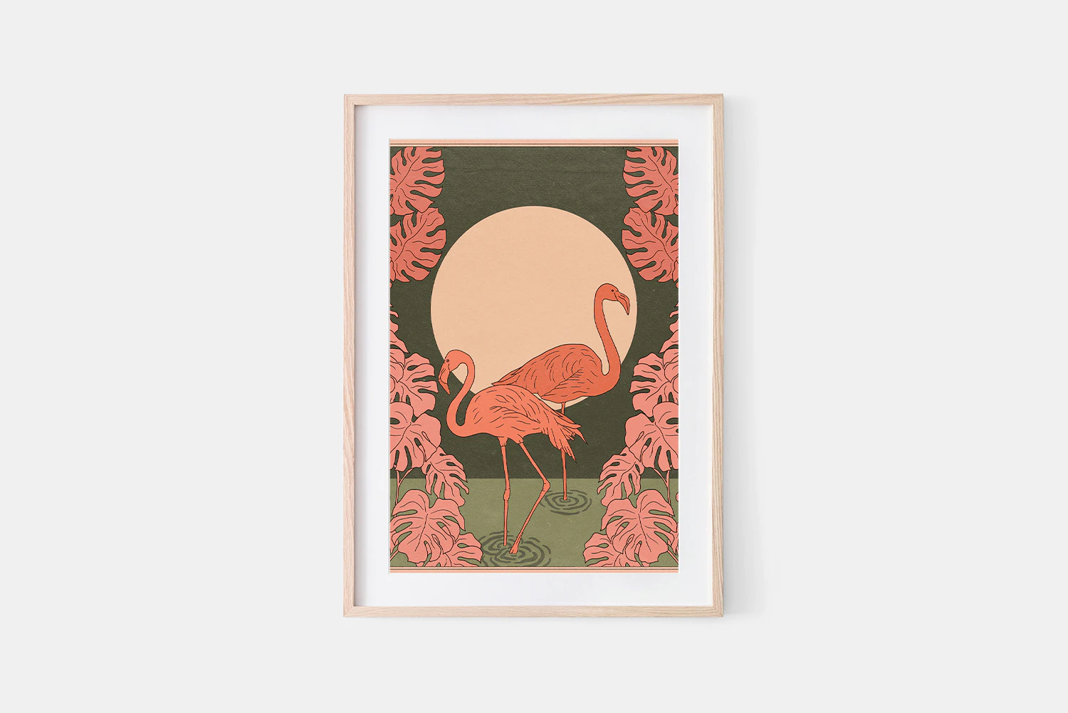 Oasis Flamingo Art Print Cai framed