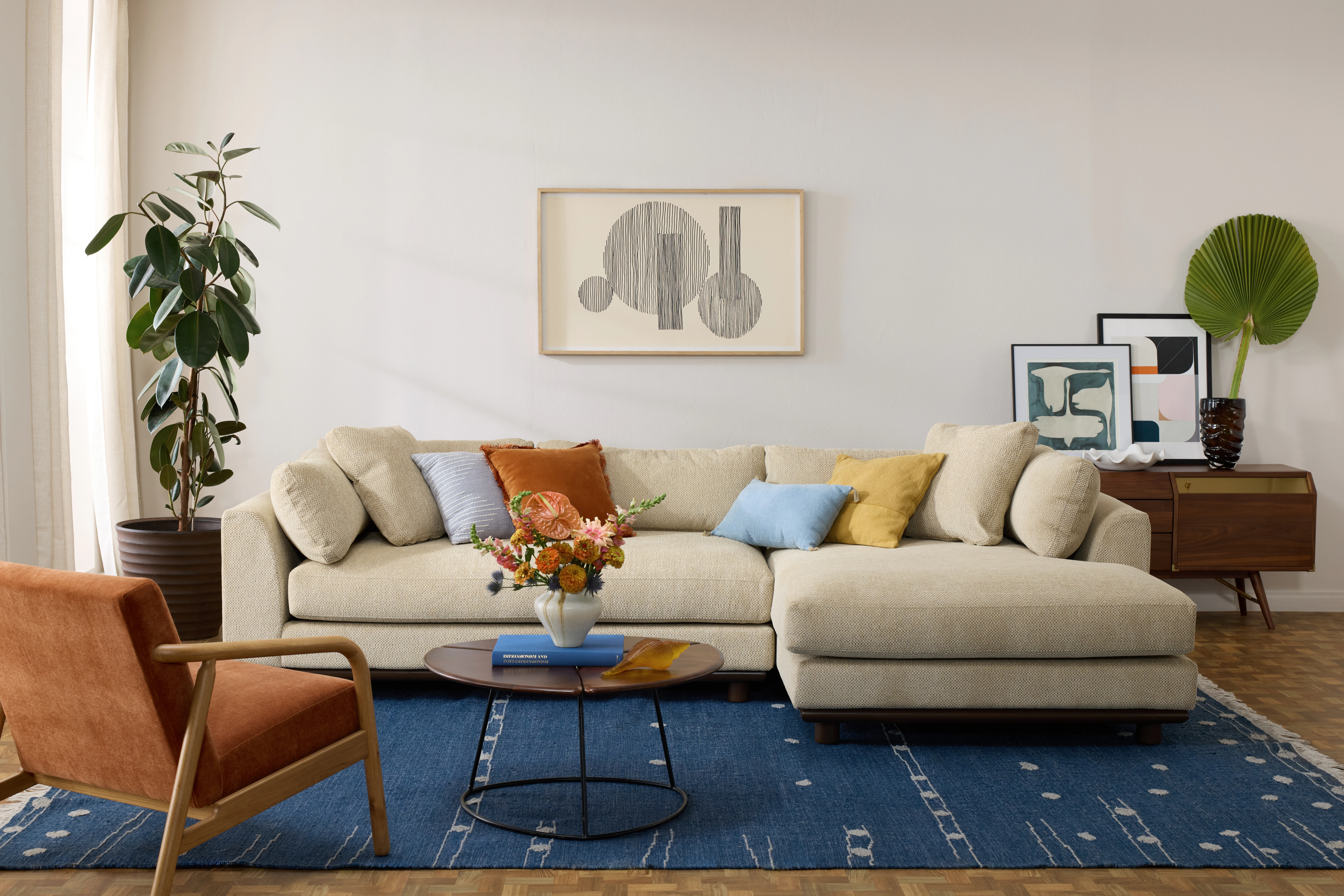Miller Double Chaise Sectional Telly Fawn