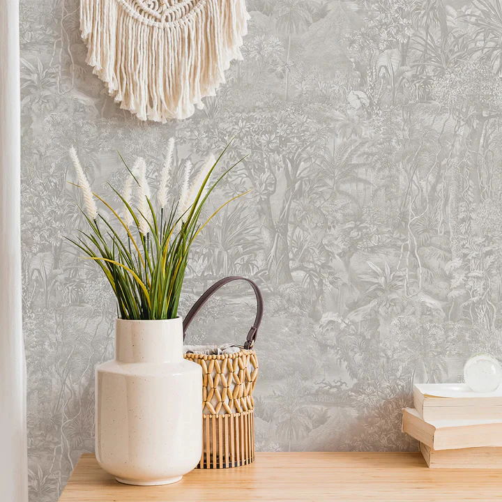 Subtropical Wallpaper Gray