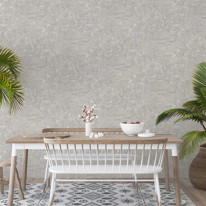 Subtropical Wallpaper Gray