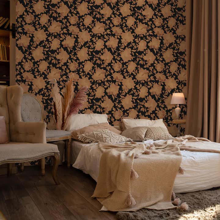 brushed copper and black silhouette peel stick wallpaper bedroom 6d9b076b 46eb 85e75e523a85 720x