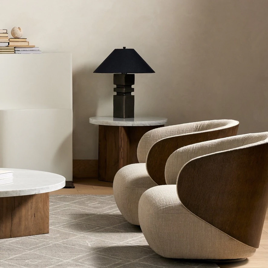 Toli End Table White Marble