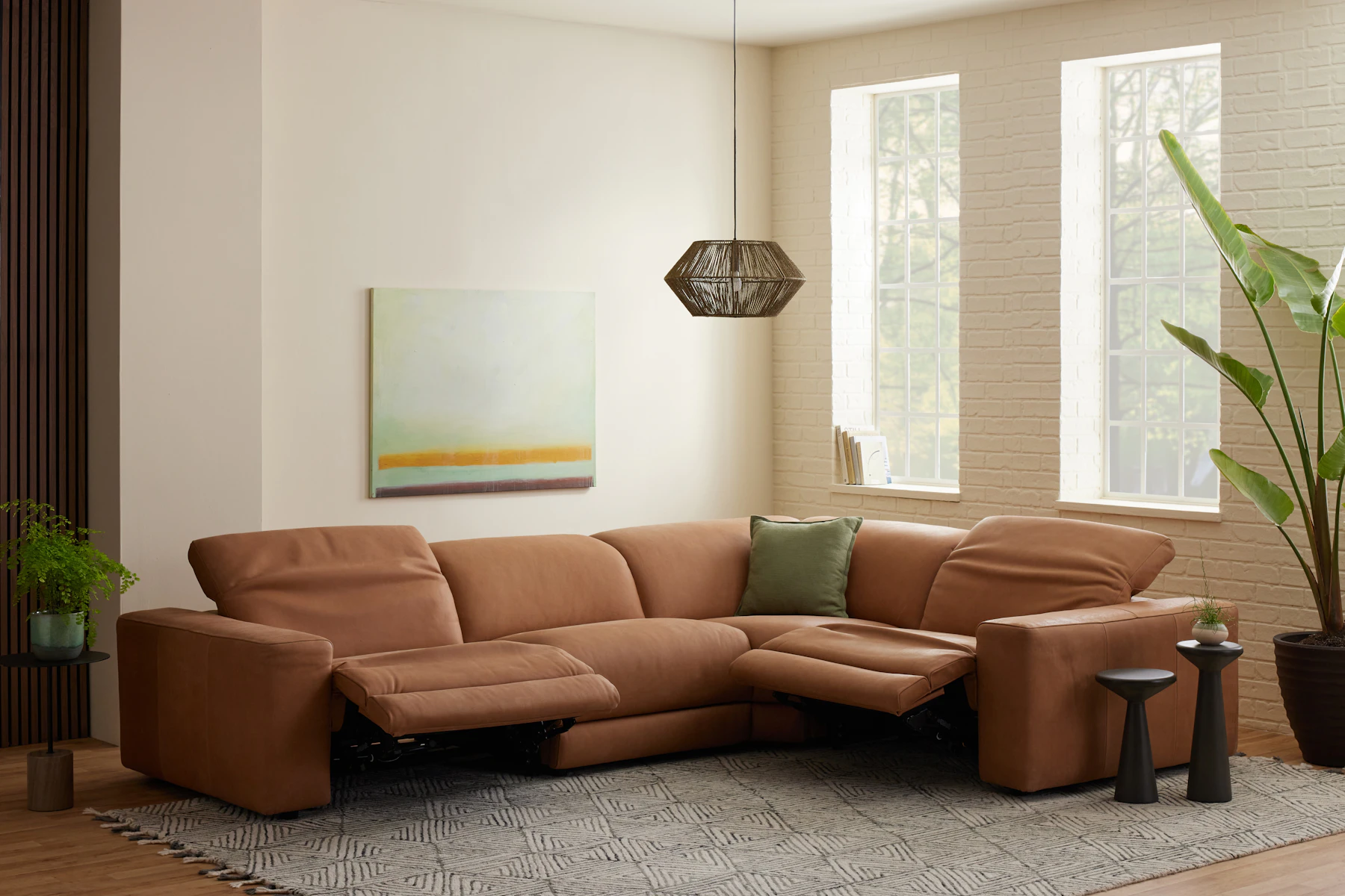 Nico Leather Modular Reclining L-Sectional