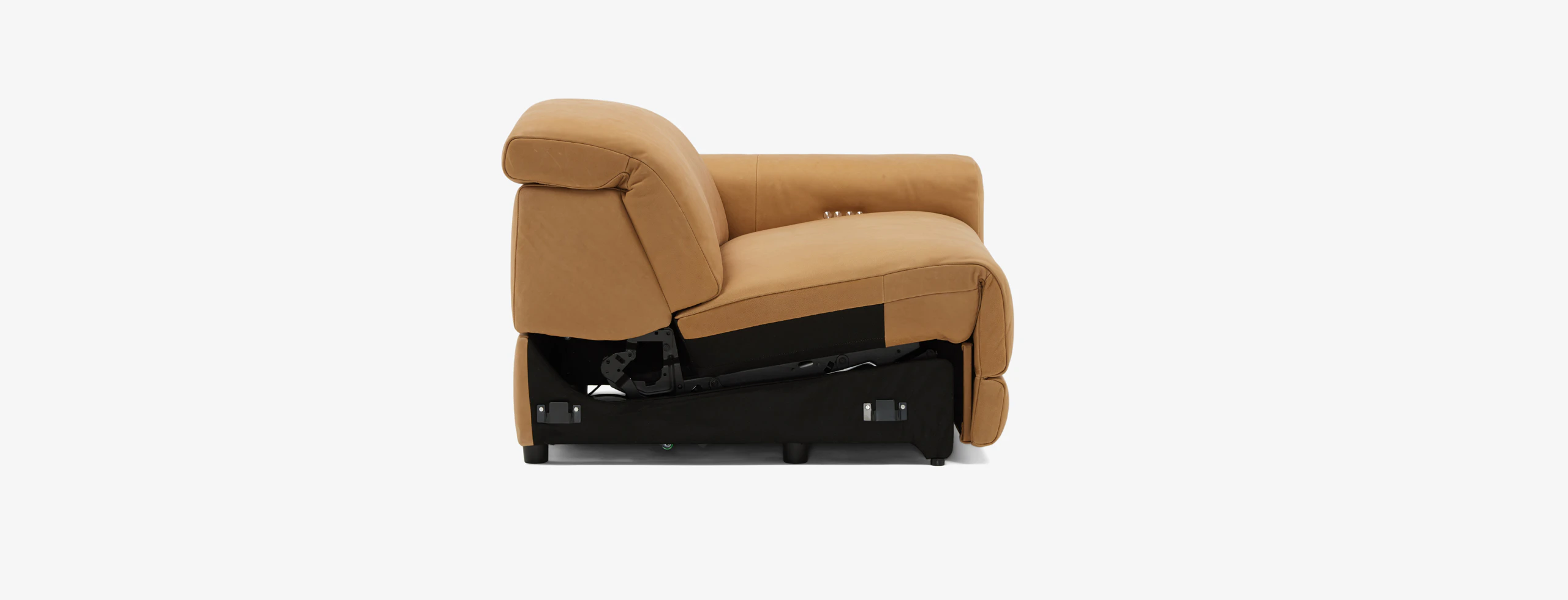 Nico Motion Modular Single Arm Chair (Right) Hand Tipped Camel Leather