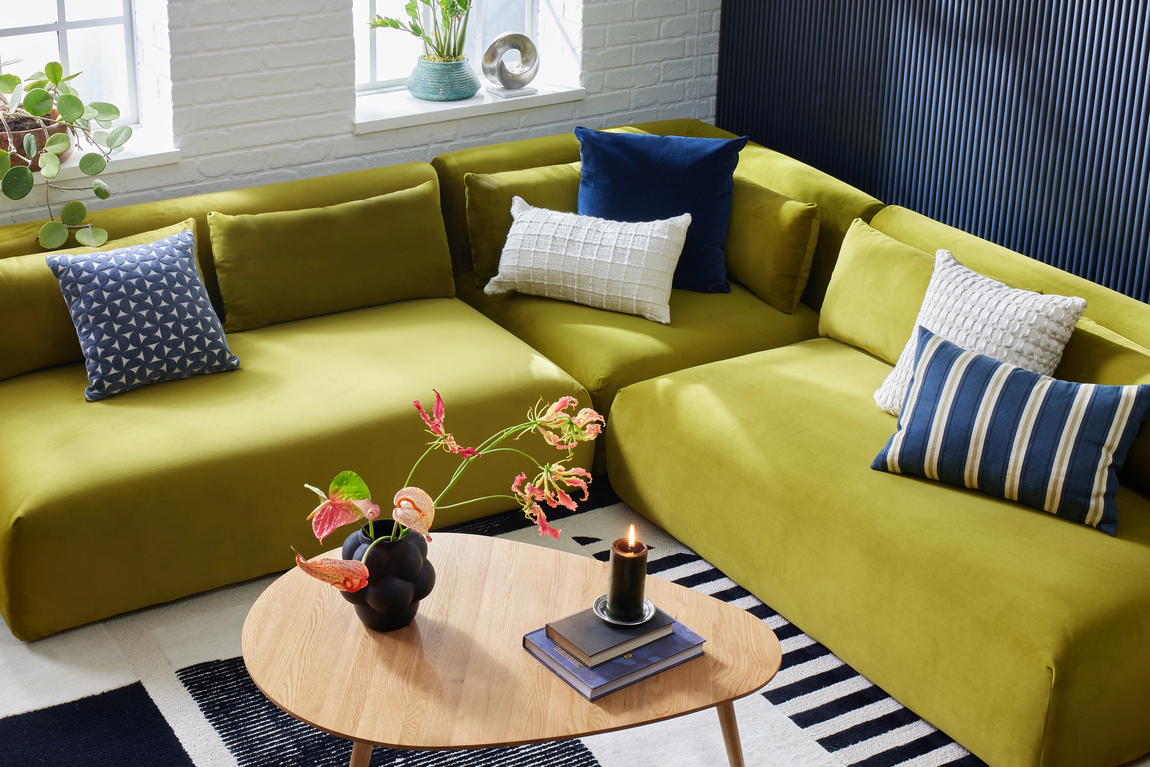 Carin Armless Corner Sectional Royale Evergreen
