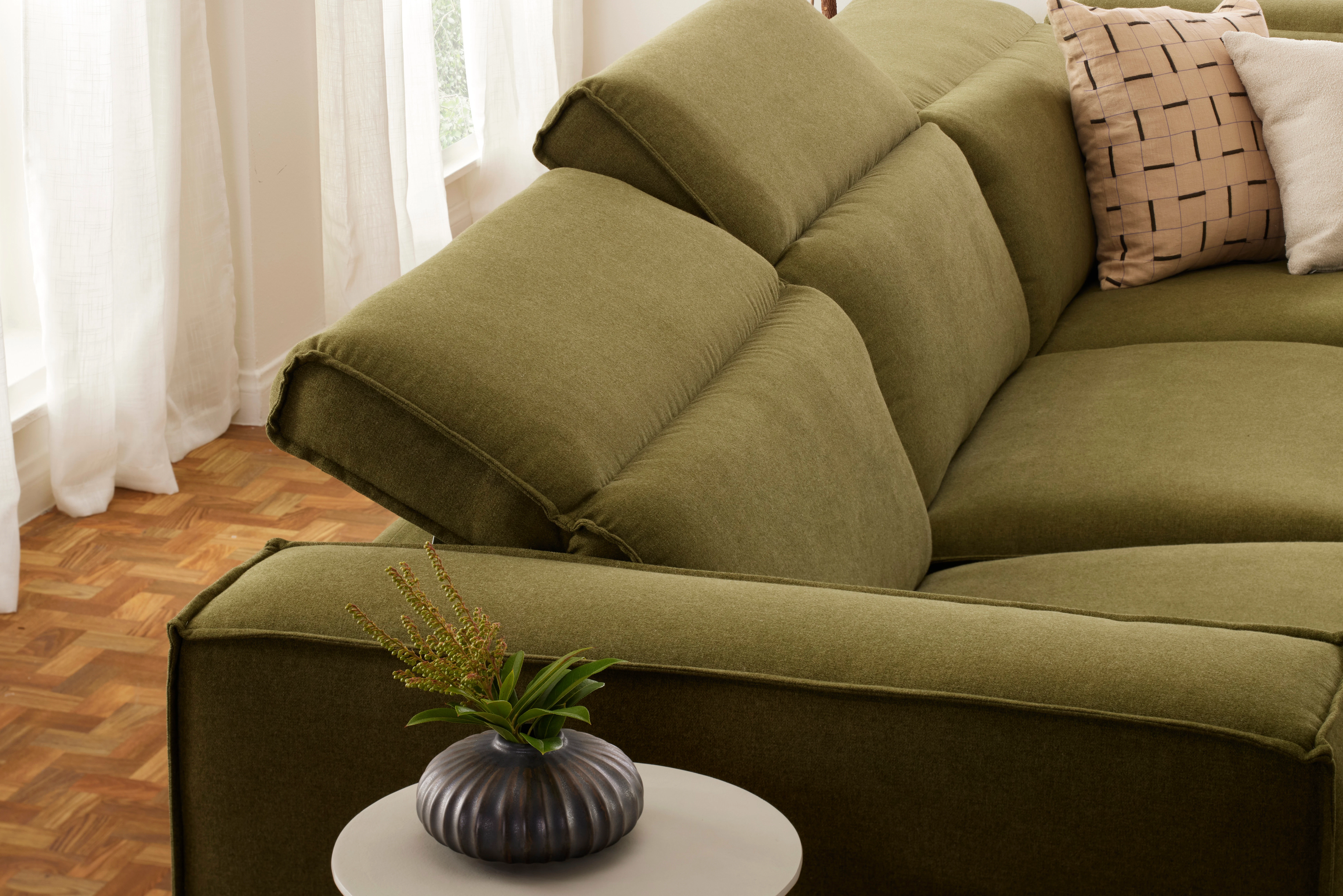 Camden Modular Reclining Wedge Corner Sectional Faithful Olive