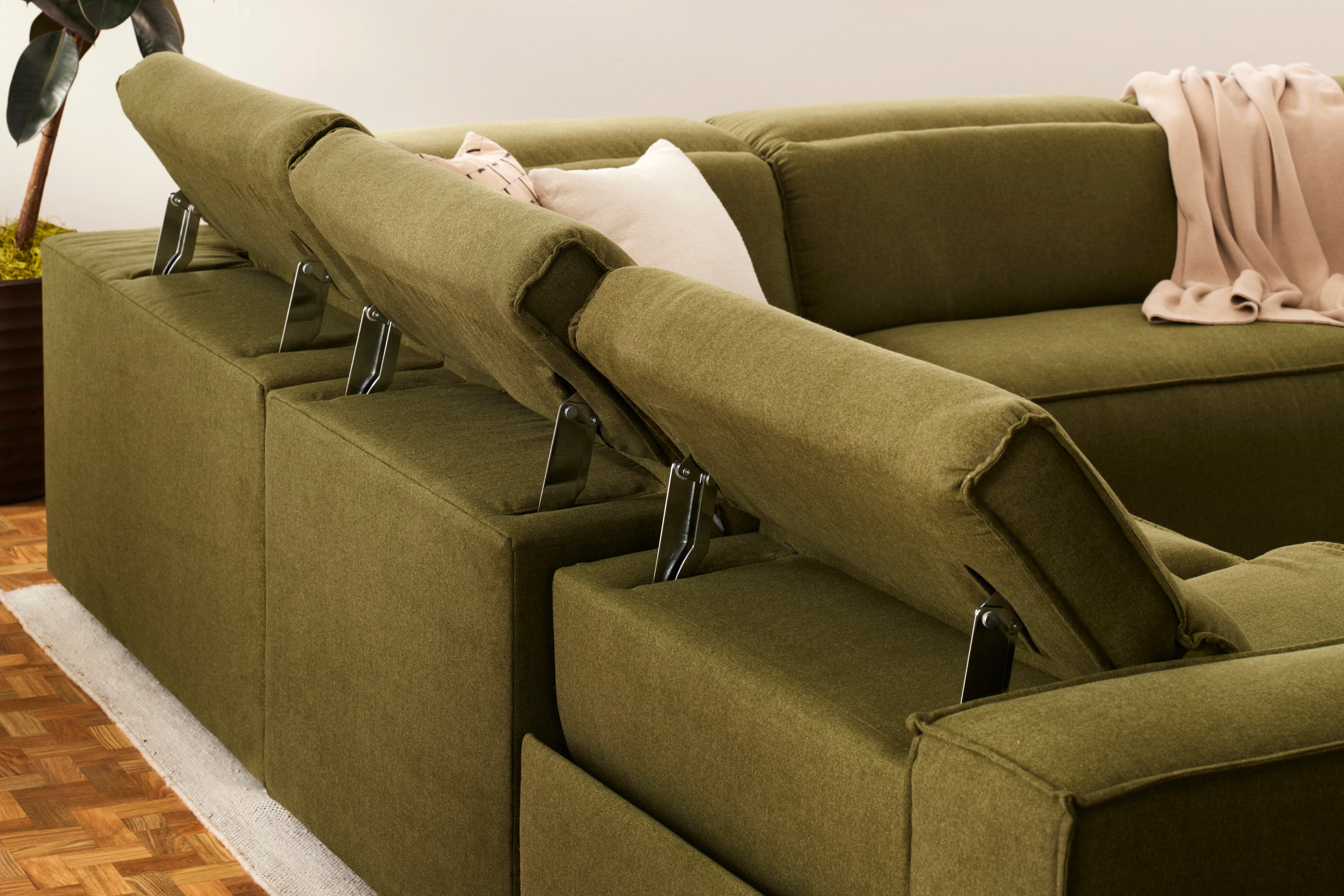 Camden Modular Reclining Wedge Corner Sectional Faithful Olive