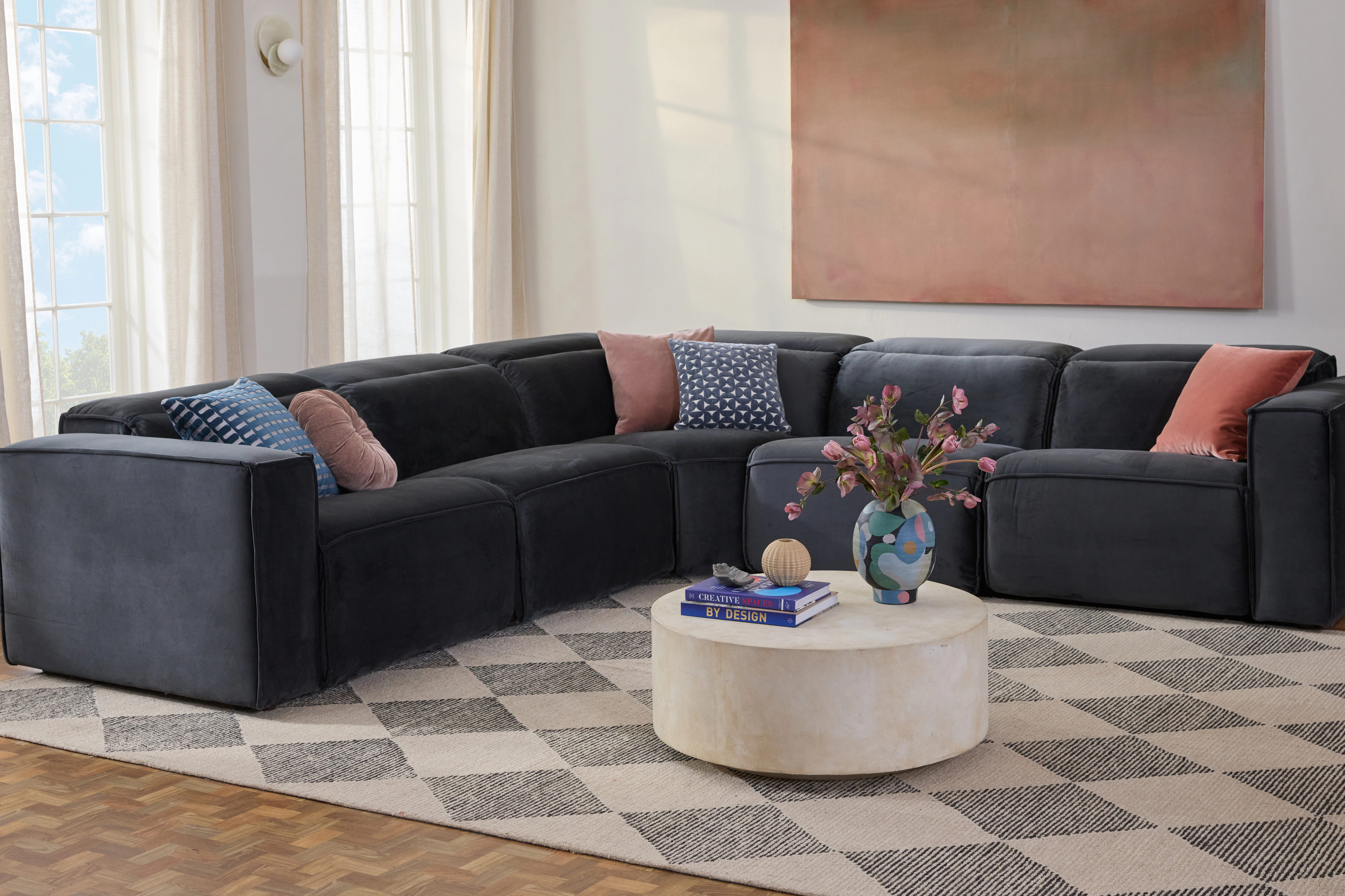 Camden Modular Reclining Wedge Corner Sectional Royale Gunmetal