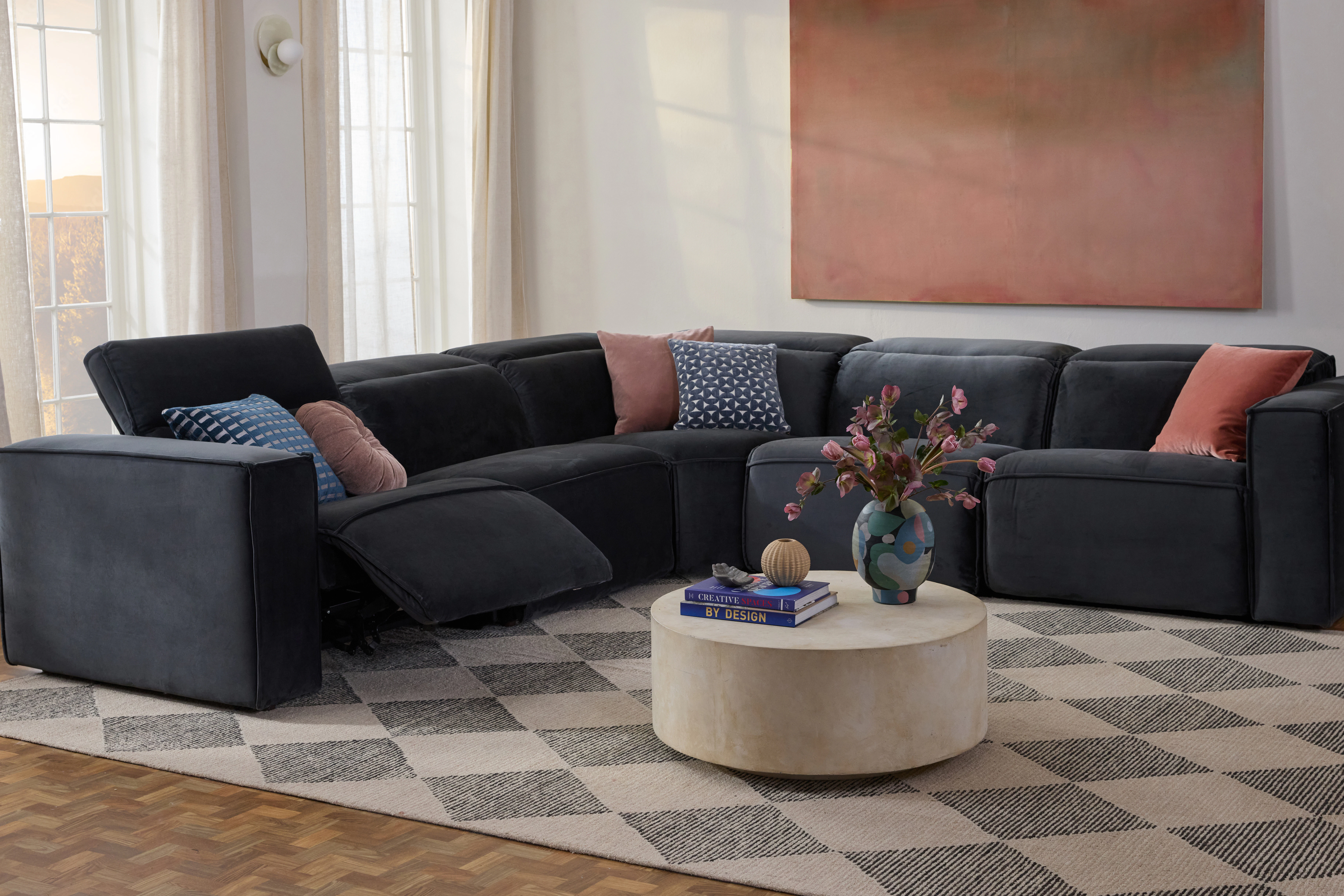 Camden Modular Reclining Wedge Corner Sectional Royale Gunmetal