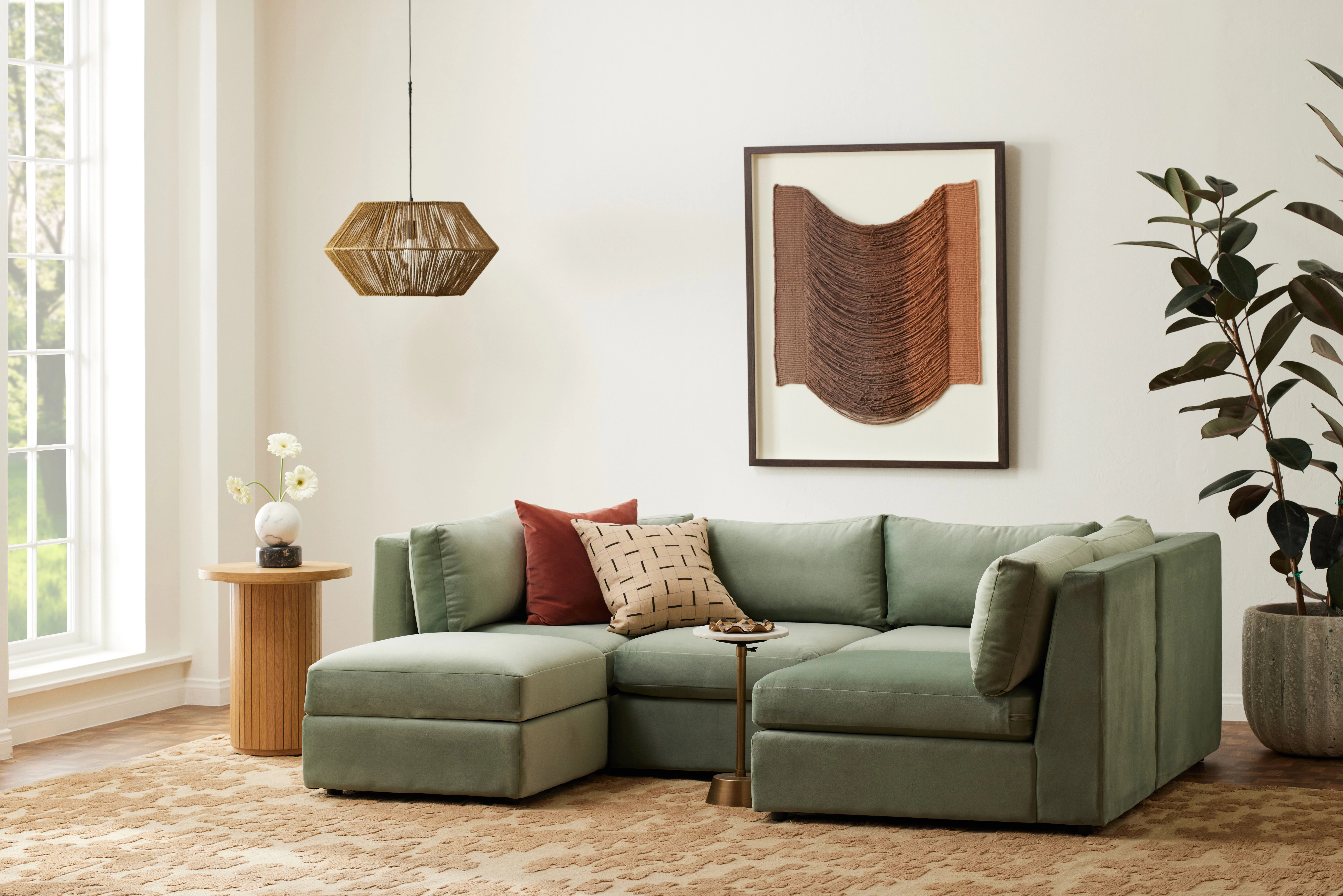 Daya Modular Sofa Bumper Sectional Royale Sage