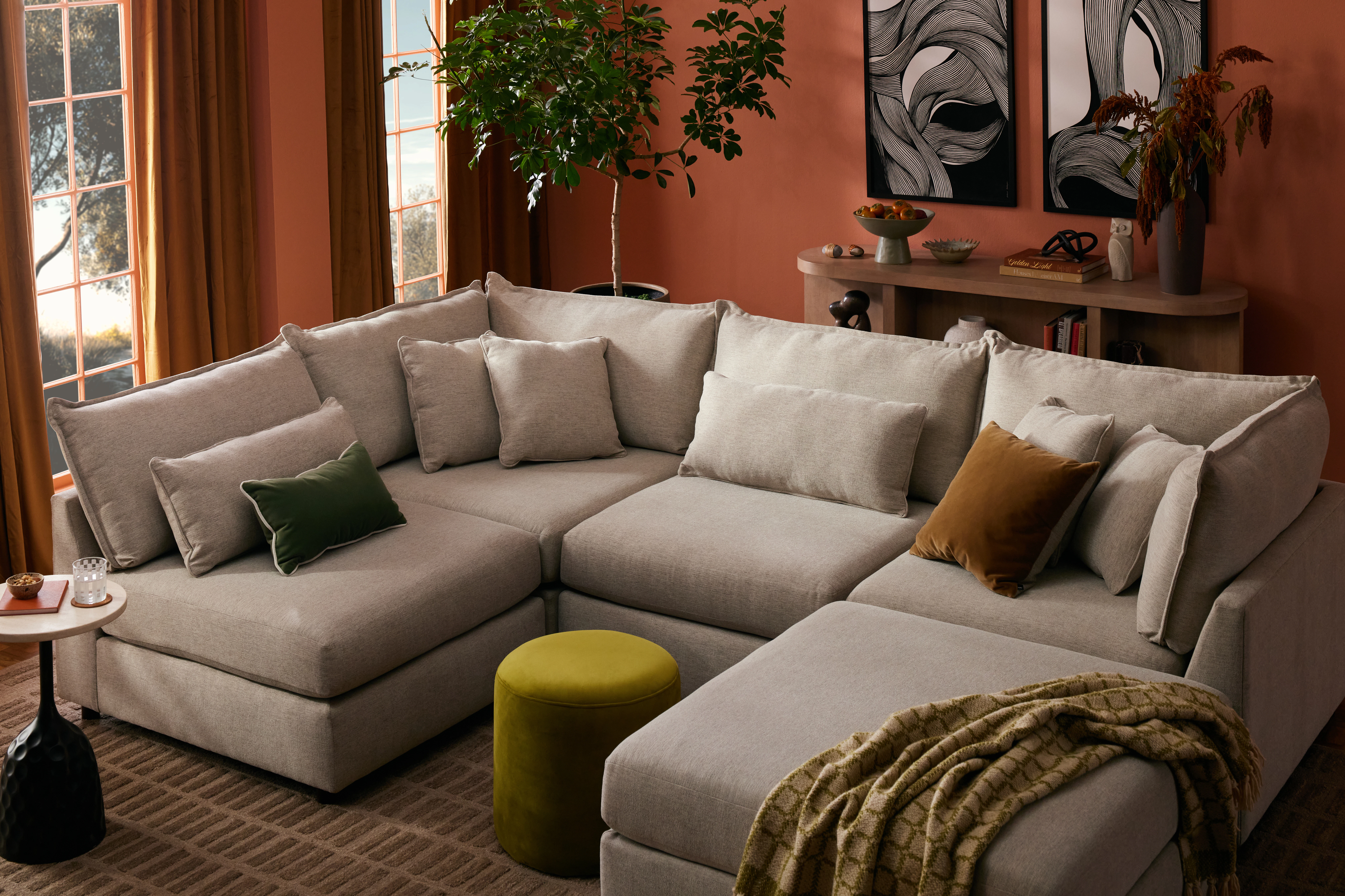 Tanner Sofa Bumper Sectional Merit Dove