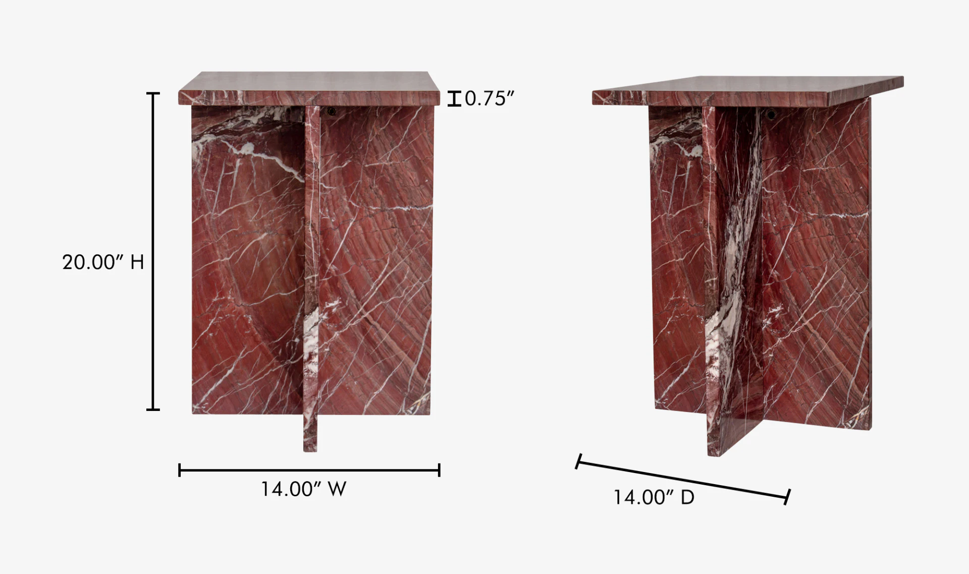 Brynn Accent Table Rosso Levanto Marble