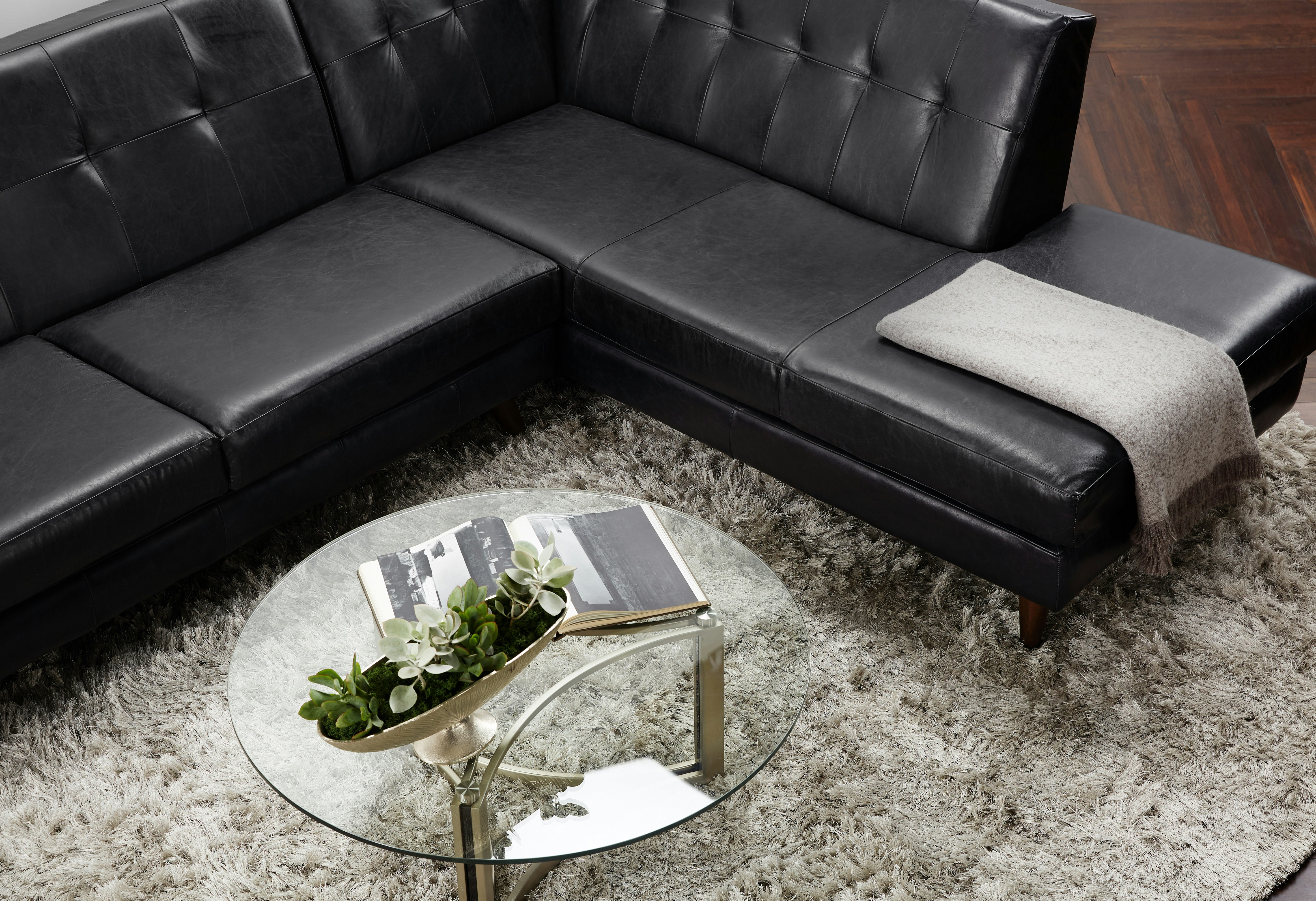 Hughes Leather Bumper Sectional Santiago Steel