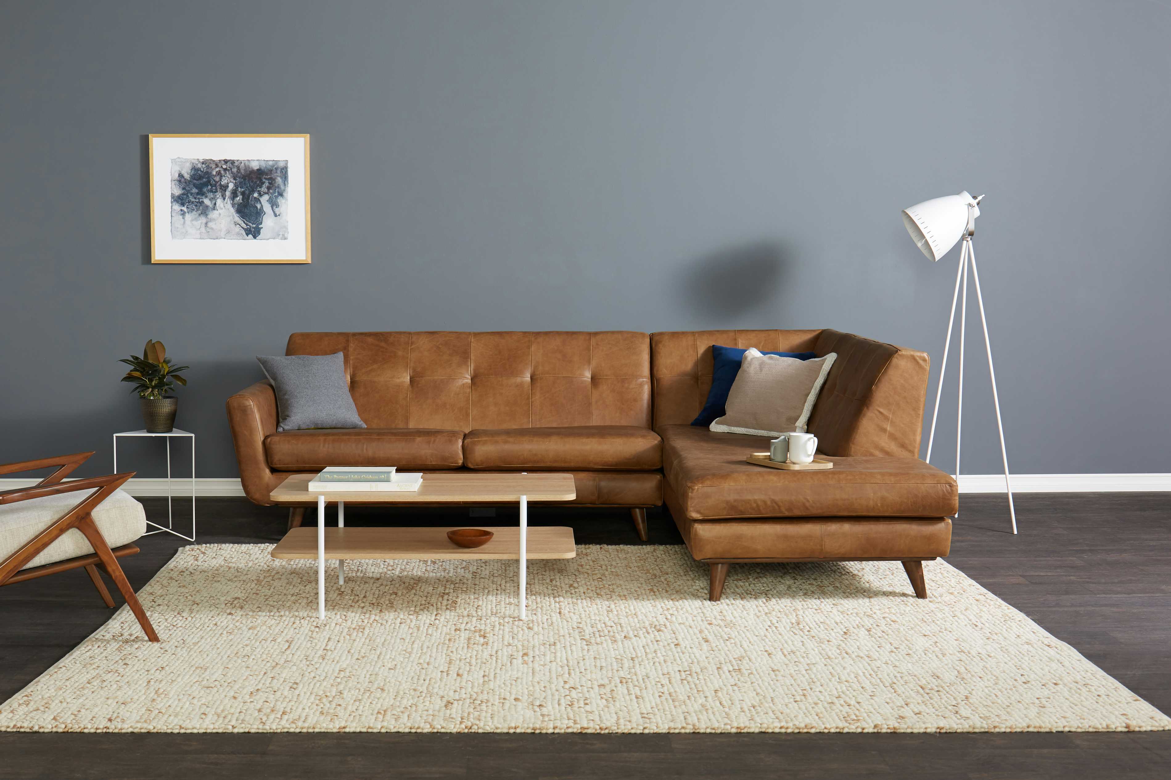 Hughes Leather Sectional with Bumper Santiago Ale