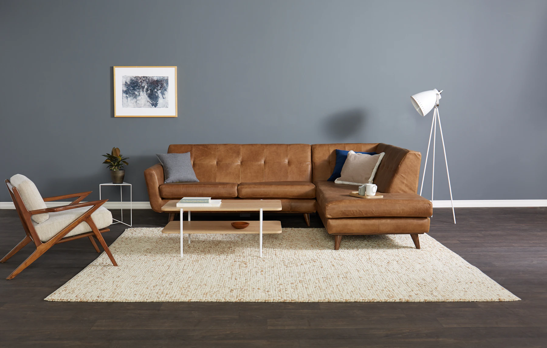 Hughes Leather Sectional with Bumper (2 piece)