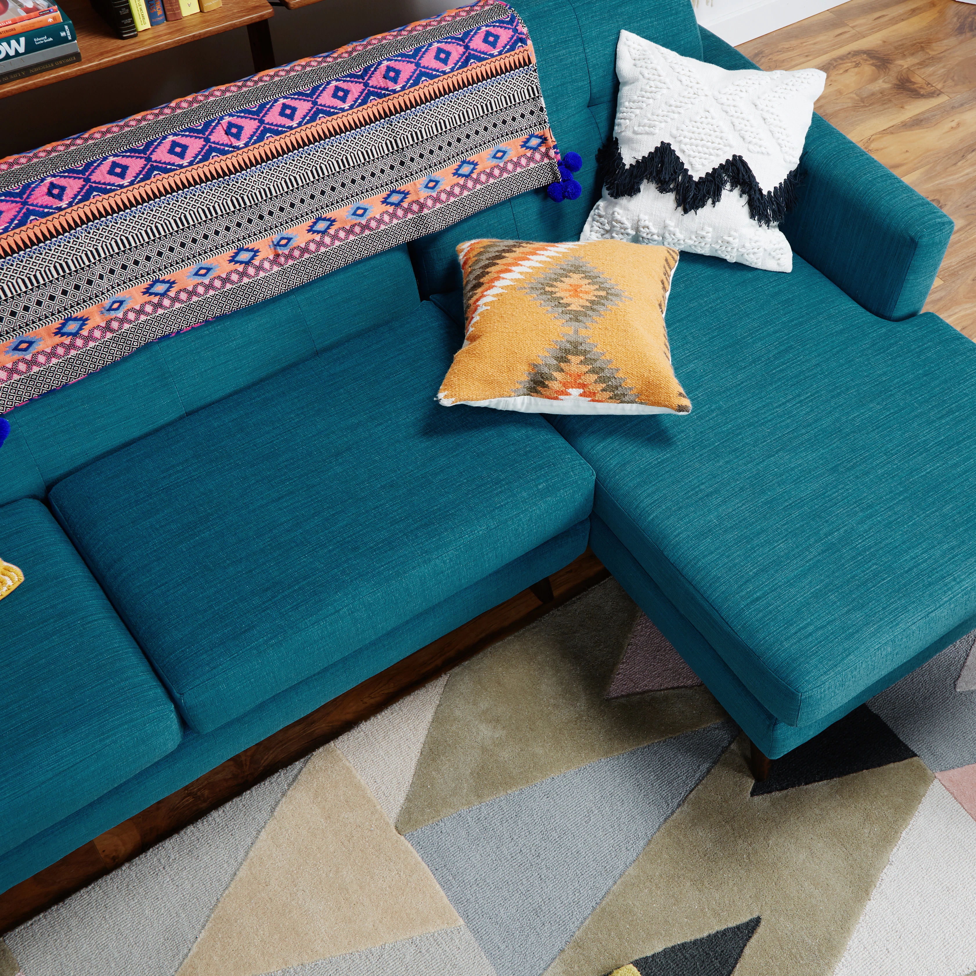 Hughes Sectional Lucky Turquoise