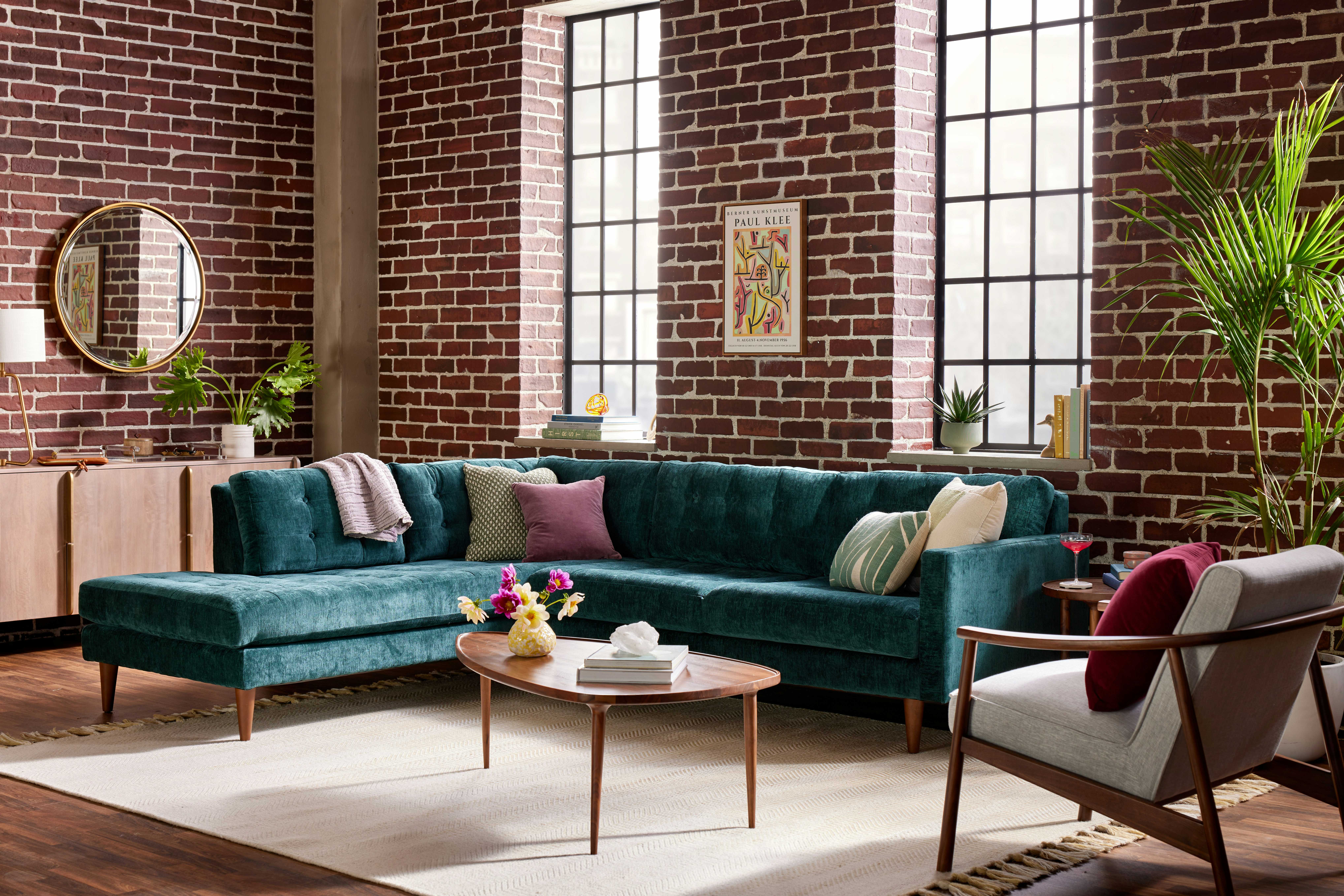 Eliot Sectional With Bumper Crave Greenery