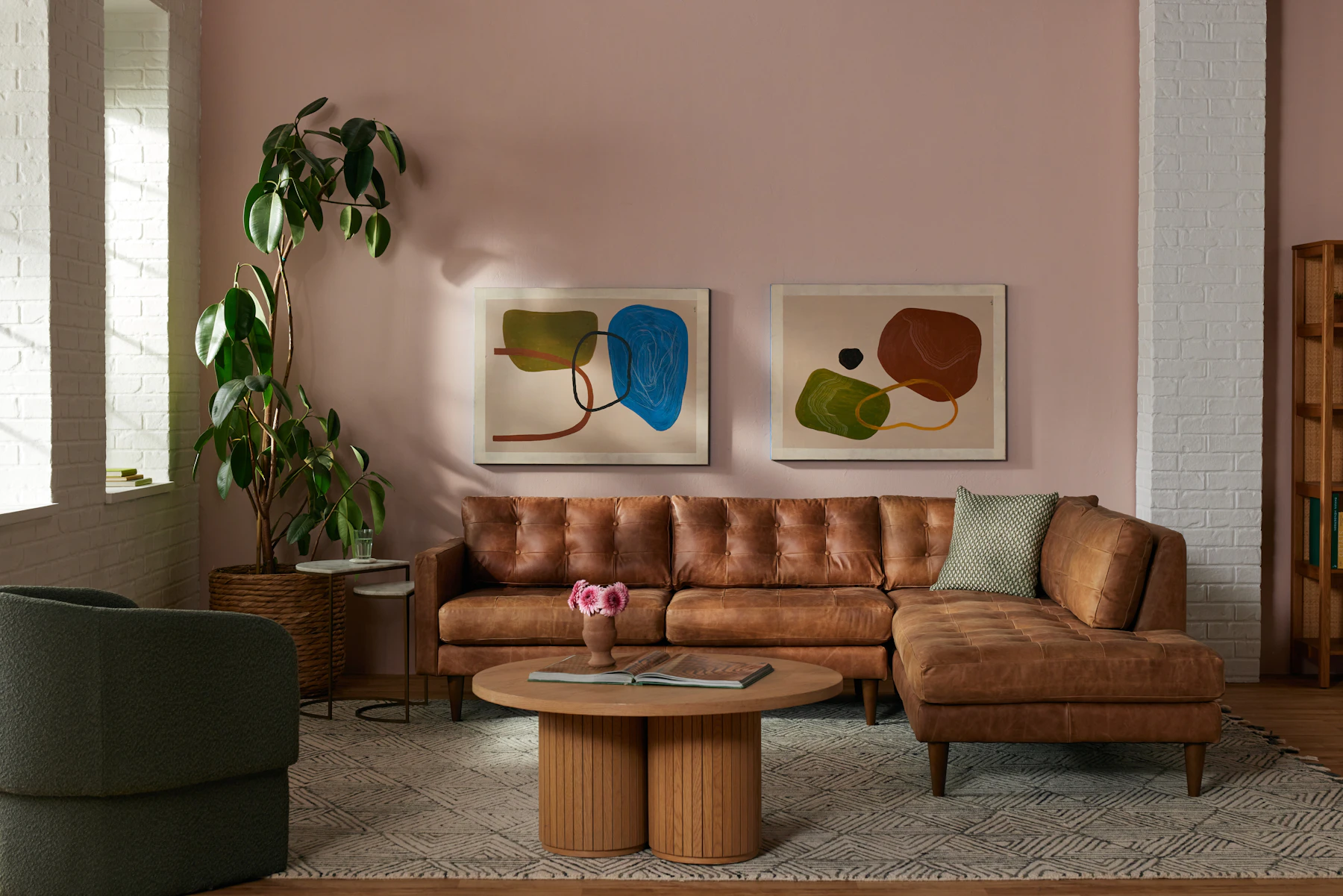 Eliot Leather Sectional with Bumper (2 piece)