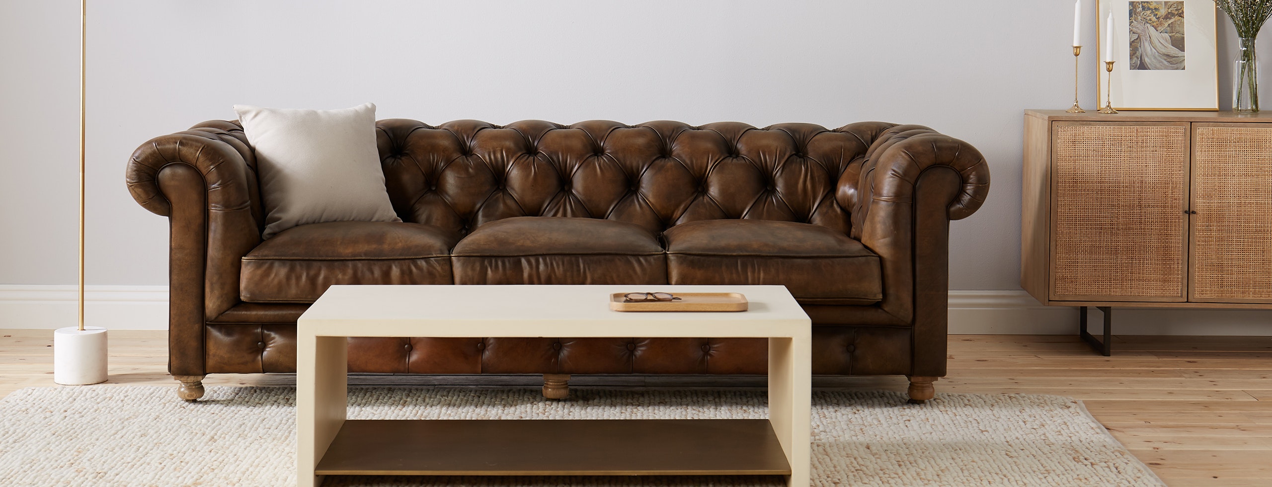 joybird liam leather sofa