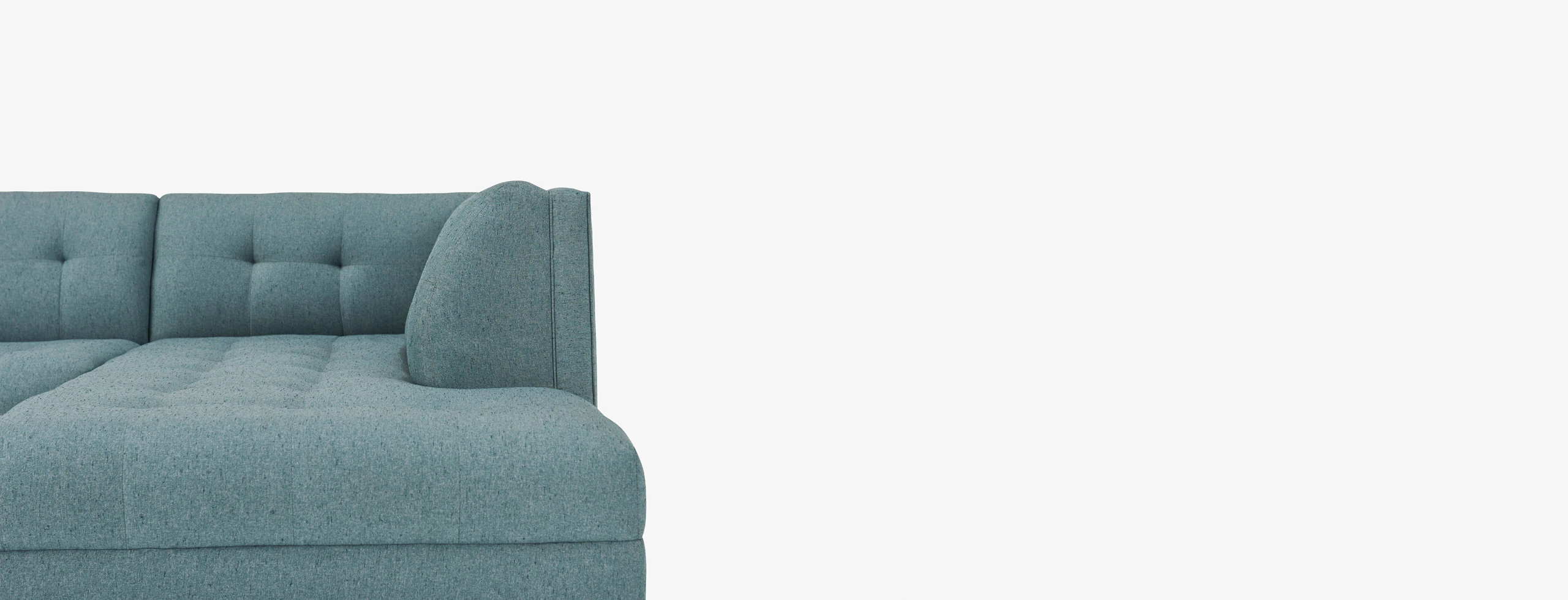 Hero Stowe Sectional With Bumper Essence Aqua Walnut