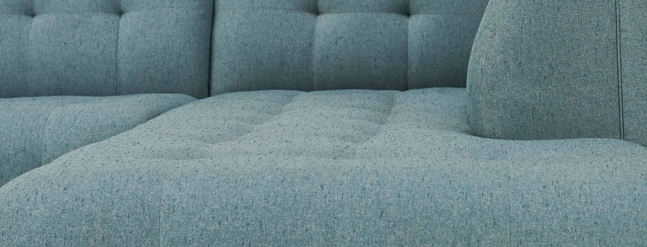 Hero Stowe Sectional With Bumper Essence Aqua Walnut