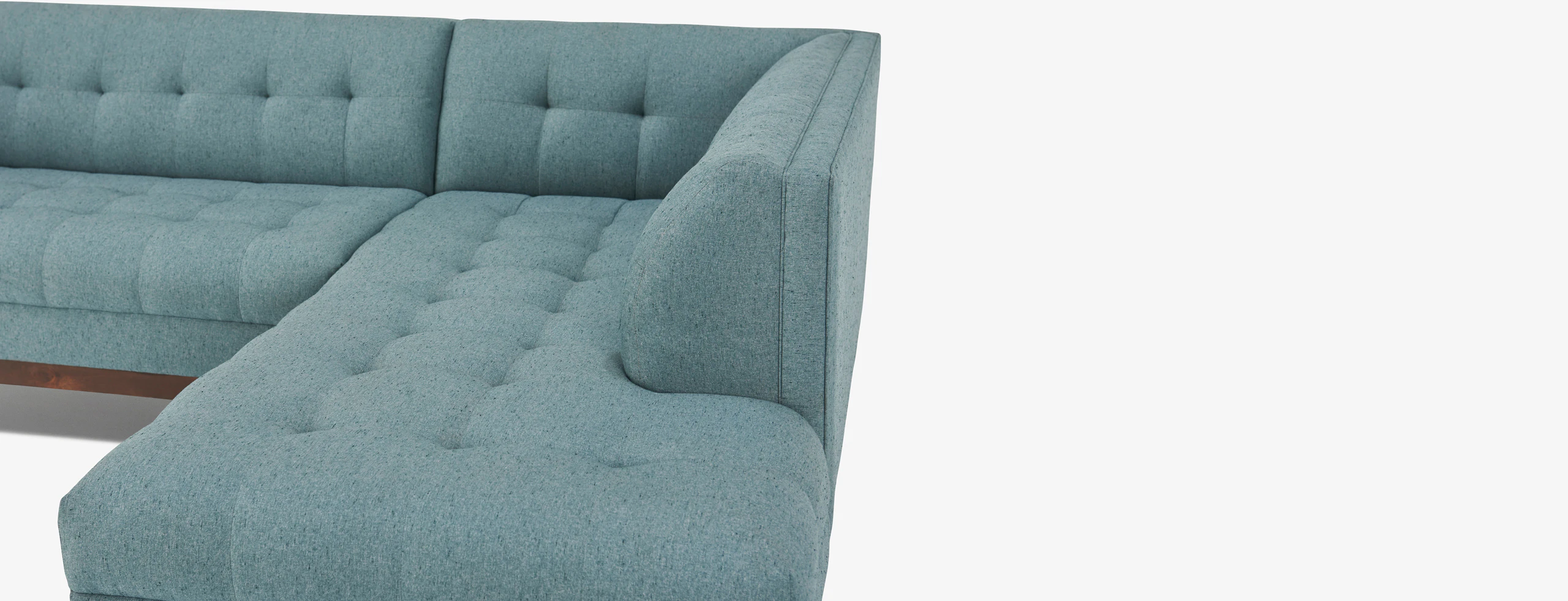 Hero Stowe Sectional With Bumper Essence Aqua Walnut