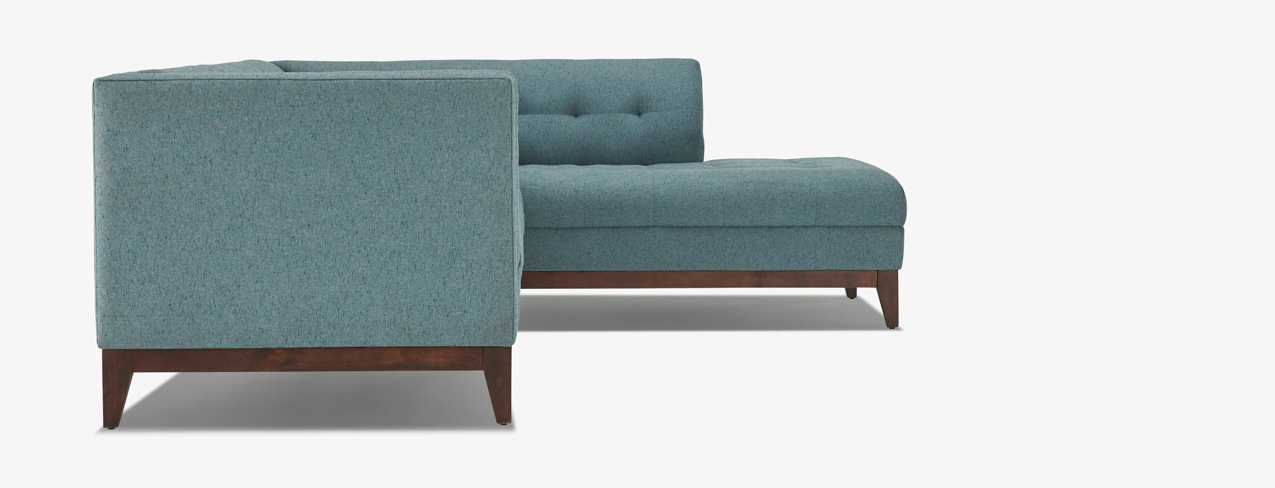 Hero Stowe Sectional With Bumper Essence Aqua Walnut