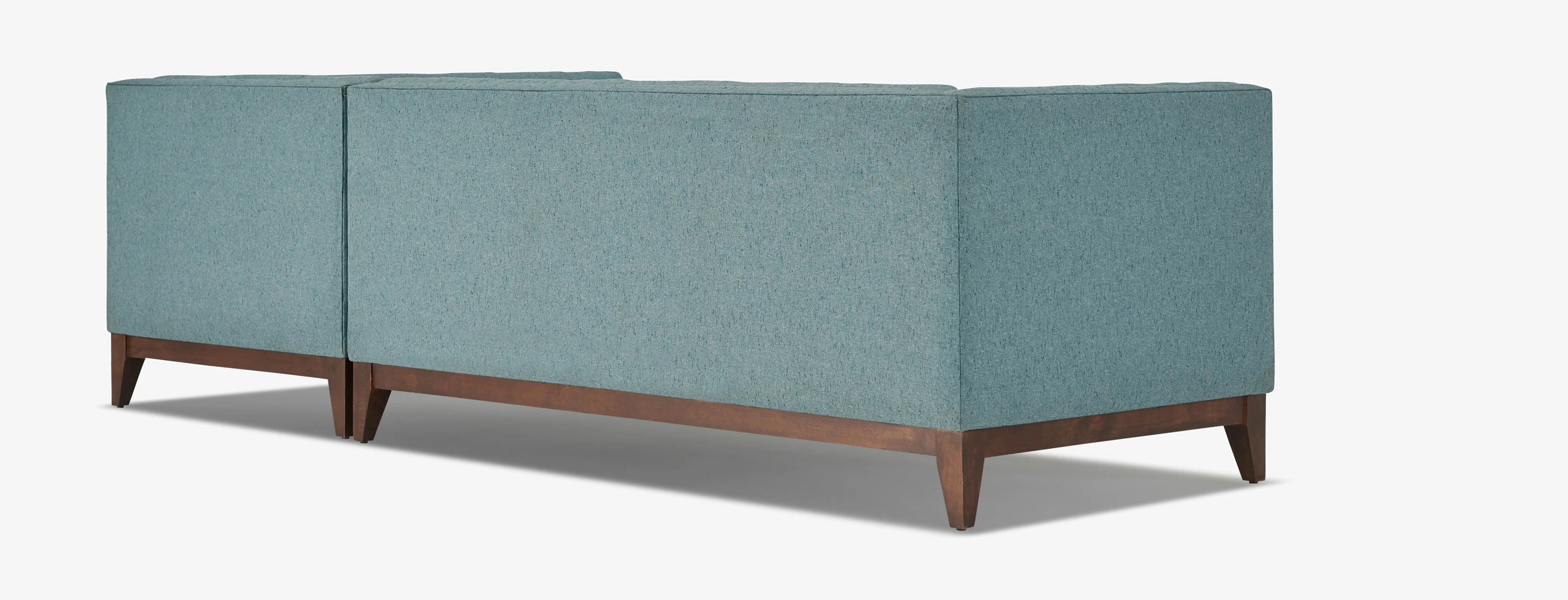 Hero Stowe Sectional With Bumper Essence Aqua Walnut