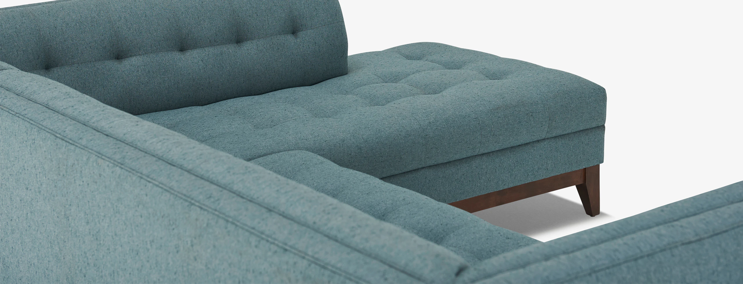 Hero Stowe Sectional With Bumper Essence Aqua Walnut