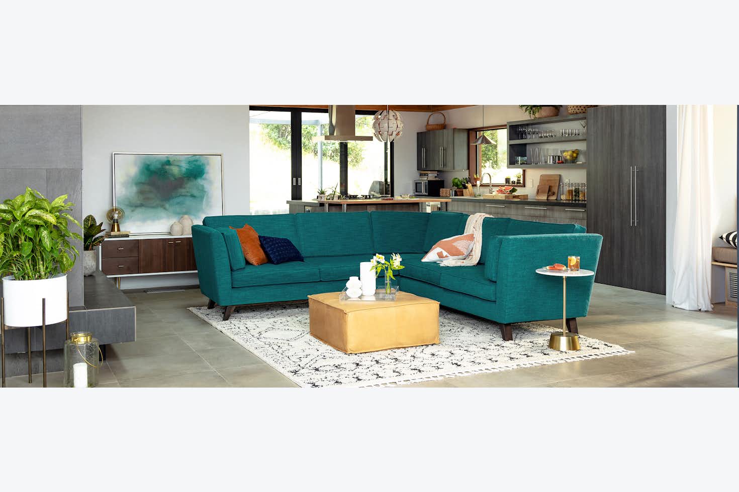 Roller Corner Sectional Lucky Turquoise